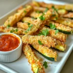 - 2 medium zucchinis, cut into fries - 1 large egg, beaten - 1/2 cup grated Parmesan cheese - 1/2 cup breadcrumbs (whole wheat or panko) - 1 teaspoon garlic powder - 1 teaspoon onion powder - 1/2 teaspoon Italian seasoning - Salt and pepper to taste - Cooking spray When you decide to make Air Fryer Parmesan Zucchini Fries, you need fresh ingredients. Start with two medium zucchinis. Their crispness helps give the fries a nice bite. Grab one large egg to bind everything together. The magic ingredient is 1/2 cup of grated Parmesan cheese. This cheese adds a rich flavor and forms a crunchy crust. For the coating, choose 1/2 cup of breadcrumbs. You can use whole wheat or panko. Panko offers a greater crunch. Add 1 teaspoon of garlic powder for a nice punch. 1 teaspoon of onion powder adds depth. A little Italian seasoning, just 1/2 teaspoon, brings warmth and flavor. Don’t forget to add salt and pepper to taste. Lastly, you’ll need cooking spray. This helps the fries get crispy in the air fryer. With these ingredients, you are ready to create a delightful snack! First, you need to get your air fryer ready. Preheat it to 400°F (200°C). This step is key for making sure your fries get nice and crispy. Next, grab a shallow bowl. In this bowl, mix together the grated Parmesan cheese, breadcrumbs, garlic powder, onion powder, Italian seasoning, salt, and pepper. Stir it well. This mixture will give your zucchini fries that tasty crunch. Now it’s time to dip! In another bowl, beat the large egg until it looks smooth. Take each zucchini fry and coat it in the egg. Let any extra egg drip off. Then, roll the fry in your Parmesan mixture. Press gently to help it stick. Once all the fries are coated, place them in the air fryer basket. Make sure they aren’t too crowded. If needed, fry them in batches. Lightly spray the fries with cooking spray. This helps them crisp up nicely. Cook them for 10-12 minutes. Shake the basket halfway through for even cooking. When done, they should be golden brown and crispy. Let them cool for a few minutes before serving. To get those perfect, crispy zucchini fries, use cooking spray. This helps the coating brown nicely. A thin coat of spray lets the heat work its magic. Remember, do not overcrowd the air fryer basket. Give each fry space to breathe. If they touch, they may steam instead of crisp. To boost the flavor, consider adding spices like cayenne pepper or smoked paprika. These add a nice kick and depth. For dips, marinara sauce is a classic choice. A tangy yogurt dip also pairs well. Try mixing yogurt with herbs for something fresh. For thicker cuts, slice the zucchinis wider. This gives more crunch to each fry. If you change the size, adjust the cooking time. Thicker fries need a few extra minutes. Always check for that golden brown color to know when they are done. {{image_2}} You can change the texture of your zucchini fries by using almond flour or gluten-free breadcrumbs. Almond flour adds a nutty flavor. Gluten-free breadcrumbs offer a great crunch without gluten. Both options work well and can fit many diets. You can swap these for the traditional breadcrumbs in the recipe. Just keep the same amount, and you’ll see good results. Feel free to switch up the seasoning blends. Instead of Italian seasoning, try using Cajun spice for a kick. You can also mix in smoked paprika for a unique twist. Changing the spices can make the flavor pop and keep things exciting. Experiment with what you like best to find your favorite combo. Pair your zucchini fries with a variety of dishes. They go well with marinara sauce for dipping. You can also serve them alongside grilled chicken or fish. A fresh salad can add a nice crunch. Don’t forget to garnish your platter with fresh parsley or extra Parmesan. This makes your meal look even more appealing. To store leftover zucchini fries, let them cool first. Place them in an airtight container. Keep them in the fridge for up to three days. This helps keep them fresh and tasty. If you want to enjoy them later, do not stack them. Layer them with parchment paper to avoid sticking. To reheat your zucchini fries, use the air fryer again. Preheat it to 350°F (175°C). Place the fries in the basket in a single layer. Cook for about 5 to 7 minutes. Check them often to avoid overcooking. This method keeps them crispy and delicious. You can also use a toaster oven for this method. Yes, you can freeze zucchini fries! Freeze them before you cook them. Arrange the coated fries in a single layer on a baking sheet. Place the sheet in the freezer until they are firm, about an hour. Then, transfer them to a freezer bag. They can stay frozen for up to three months. When ready to cook, you can air fry them straight from the freezer. Just add a few extra minutes to the cooking time. To make zucchini fries crispy, you need a few key techniques. First, cut the zucchinis into uniform fries. This helps them cook evenly. Second, use a mix of grated Parmesan cheese and breadcrumbs. This creates a crunchy coating. Third, preheat your air fryer to 400°F (200°C). This high heat helps achieve that golden brown finish. Lastly, do not overcrowd the basket. Give each fry space to crisp up. Lightly spray with cooking spray before frying to enhance crunchiness. You can use frozen zucchini, but fresh is better. Frozen zucchini has more water. This can make the fries soggy. If you must use frozen, thaw them first. Pat them dry with a paper towel to remove excess moisture. This helps improve the texture. Keep in mind, the cook time may vary. Check for crispness and adjust as needed. Zucchini fries go well with many dips. A classic marinara sauce is a favorite. Its tangy flavor complements the fries nicely. You can also try a tangy yogurt dip for a fresh taste. Ranch dressing is another popular choice, adding creaminess. For a kick, serve with spicy sriracha or garlic aioli. Each dip enhances the flavor of the fries! In this blog post, we covered how to make delicious air fryer zucchini fries. We discussed the main and coating ingredients, cooking tips, and storage options. You learned how to achieve crispiness and enhance flavor. Remember, using fresh zucchini and the right spices can make a big difference. Try different variations to keep things fun. Enjoy your tasty snack, and don’t hesitate to share your results! With these easy steps, you can impress everyone with your cooking skills.