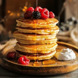 - 1 cup cottage cheese - 3/4 cup rolled oats - 2 large eggs - 1 teaspoon vanilla extract - 1 teaspoon baking powder - A pinch of salt - Cooking spray or oil for frying These ingredients make a simple yet tasty pancake. The cottage cheese adds protein, making them filling. Rolled oats provide fiber and texture. The eggs help bind everything together. Vanilla and baking powder give a nice flavor and lift. - 1 tablespoon honey or maple syrup Adding honey or maple syrup makes the pancakes a bit sweeter. You can adjust how much you use based on your taste. This small addition can really change the flavor. - Fresh fruit (like berries or bananas) - A dollop of yogurt - A drizzle of honey Top your pancakes with fresh fruit for a burst of flavor. Yogurt adds creaminess, and honey gives extra sweetness. You can mix and match toppings to create your favorite combination. Enjoy! To make the batter, gather your ingredients. You need cottage cheese, rolled oats, eggs, vanilla extract, baking powder, honey (if you want sweetness), and a pinch of salt. Start by adding all these ingredients into a blender. Blend them until the mixture is smooth but thick. This step is key for nice, fluffy pancakes. If you added honey, it will give your pancakes a sweet touch. Now, heat a non-stick skillet over medium heat. Lightly grease the pan with cooking spray or a bit of oil. Pour about 1/4 cup of the batter for each pancake. Cook them for 2-3 minutes until bubbles form on top. This shows they are ready to flip. Carefully turn them over and cook for another 2-3 minutes until they turn golden brown. Remove the pancakes from the skillet and keep them warm as you cook the rest of the batter. These pancakes are great served warm. Top them with fresh fruit like berries or banana slices. You can also add a dollop of yogurt for creaminess. If you like more sweetness, drizzle honey or maple syrup on top. Enjoy your protein-packed meal! To get the best pancake texture, blend the batter well. The cottage cheese should break down into small bits. This makes the pancakes moist yet fluffy. Use rolled oats for a hearty feel. They add fiber and keep you full. Don’t overmix the batter; it should be slightly thick. Letting the batter rest for a few minutes can help, too. This allows the oats to absorb some moisture. One common mistake is cooking on too high heat. This can burn the pancakes outside while leaving them raw inside. Keep your heat on medium. Also, avoid using too much oil or cooking spray. This can make your pancakes greasy. Lastly, don’t flip too soon. Wait for bubbles to form on top before turning them over. This ensures they are cooked through and not sticky. These pancakes are great for meal prep. You can make a big batch and store them. Cook all the pancakes and let them cool. Then, stack them with parchment paper in between. Place them in an airtight container. They last in the fridge for about four days. For longer storage, freeze them instead. Just reheat them in the toaster or microwave when ready to eat. This way, you have tasty, high-protein pancakes anytime you want! {{image_2}} You can make these pancakes gluten-free. Use certified gluten-free rolled oats. This swap keeps the taste great and the texture intact. Ensure no cross-contamination occurs if you are very sensitive to gluten. Enjoy a tasty pancake without worry! You can add flavors to the batter. Try mixing in cinnamon or nutmeg for warmth. You can also fold in fresh fruit like blueberries or mashed bananas. This adds sweetness and nutrition. If you want a chocolatey twist, add cocoa powder. These changes make each pancake unique and fun! You can change the shape of your pancakes too. Mini pancakes are cute and easy to eat. Just use less batter for each pancake. Stuffed pancakes are another idea. Add a spoonful of yogurt or cream cheese inside before flipping. This makes a delightful surprise with each bite! You can store leftover pancakes in an airtight container. Let them cool down first. Place a piece of parchment paper between each pancake. This keeps them from sticking together. Store them in the fridge if you plan to eat them within a few days. To reheat pancakes, you have a few options. The microwave works well for quick heating. Place pancakes on a microwave-safe plate and cover them with a damp paper towel. Heat for 30 seconds or until warm. You can also use a skillet. Heat the pan over low heat, then add the pancakes. Cook for about 1-2 minutes on each side until warm. Freezing pancakes is a great way to save time. First, let the pancakes cool completely. Then, stack them with parchment paper between each one. Wrap the stack in plastic wrap or foil. Place them in a freezer bag and label it with the date. They can stay fresh in the freezer for up to three months. To reheat, just follow the instructions above. Yes, you can use low-fat cottage cheese. It works well in pancakes. Low-fat options still give you great protein. The texture may be a bit lighter. This means your pancakes can be fluffy and delicious. To make these pancakes dairy-free, use a dairy-free cottage cheese. You can find brands that make this. Almond or soy-based options work great. You can also swap eggs with flax eggs for a vegan option. Mix 1 tablespoon of flaxseed meal with 2.5 tablespoons of water. Let it sit for a few minutes before adding. Cottage cheese adds protein, which keeps you full. It also gives moisture, making pancakes soft. The texture is creamy, which is nice. Cottage cheese has calcium, good for bones. Plus, it contains probiotics that help your gut health. Yes, you can use other flours. Almond flour or whole wheat flour are good choices. Each type will change the taste and texture a bit. Almond flour makes them nutty and moist. Whole wheat flour adds fiber and a hearty taste. Adjust the liquid in your batter if needed. In this post, we covered how to make tasty pancakes step-by-step. We discussed key ingredients, cooking methods, and tips for success. You can explore many variations and even learn how to store leftovers. Pancakes can be fun and easy, whether you want fluffy, savory, or gluten-free options. Remember, the right ingredients and techniques make all the difference. Enjoy your pancakes, and don’t forget to experiment with flavors and styles!