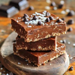 - 1 cup rolled oats - 1/2 cup creamy peanut butter - 1/4 cup honey or maple syrup - 1/4 cup unsweetened cocoa powder - 1/2 cup chocolate chips (dark or semi-sweet) - 1/4 cup shredded coconut (optional) - 1/2 teaspoon vanilla extract - Pinch of salt You can swap creamy peanut butter for almond or cashew butter. This works well if you want a different taste or have nut allergies. For honey or maple syrup, try agave nectar or brown rice syrup. Each choice offers its own unique sweetness. When it comes to chocolate, use white chocolate chips if you prefer a sweeter flavor. Dark chocolate gives a richer taste, while semi-sweet is a nice balance. You can also try cocoa nibs for a more intense chocolate flavor. These options help you customize your bars to fit your taste. First, grab a large mixing bowl. In this bowl, mix together: - 1 cup rolled oats - 1/4 cup unsweetened cocoa powder - A pinch of salt Stir these dry ingredients well. This step helps spread the flavors evenly. Next, take a small saucepan. Over low heat, add: - 1/2 cup creamy peanut butter - 1/4 cup honey or maple syrup Stir these together until smooth. Once mixed, add 1/2 teaspoon vanilla extract. Then remove the saucepan from the heat. Now, pour the warm peanut butter mixture over the dry ingredients. Mix them until they blend well together. If you want more texture, fold in: - 1/4 cup shredded coconut (optional) After that, add in: - 1/2 cup chocolate chips Set a few aside for later. Gently mix to combine everything. Line an 8x8-inch baking dish with parchment paper. Leave some paper hanging over the edges. This will make it easy to lift out the bars later. Next, transfer the mixture into the dish. Use your hands or a spatula to press it down firmly. Make the surface even. Sprinkle the reserved chocolate chips on top. Press them slightly into the mixture for a nice touch. Refrigerate the bars for at least 1-2 hours. This helps them firm up nicely. Once set, lift the bars out using the parchment paper. Cut them into squares or rectangles to serve. To get the right consistency for your bars, mix the dry ingredients well. This helps the oats and cocoa blend. When you heat the peanut butter, keep the heat low. This way, it stays smooth and creamy. If it gets too hot, it may separate, making your bars crumbly. When pressing the mixture into the dish, use your hands or a spatula. Make sure to press firmly. This helps the bars hold together. If they are too loose, they will fall apart when you cut them. For a nice presentation, stack the bars on a wooden board. Dust a little cocoa powder on top for flair. You can also serve them with fresh fruit, like bananas or berries. They pair well with milk or coffee for a tasty treat. A common mistake is overheating the peanut butter. This can change the texture and make it hard to mix. Always keep an eye on it while heating. Another mistake is not waiting long enough for the bars to chill. Refrigerate them for at least 1-2 hours. This time allows the bars to firm up and makes cutting easier. If you rush this step, they may crumble or not hold their shape. {{image_2}} You can change up the flavors in these bars easily. Adding dried fruits can make them fruity and fun. Try cranberries or raisins for a sweet pop. Both pair well with the rich peanut butter and cocoa. Incorporating nuts or seeds adds extra crunch. Chopped almonds or sunflower seeds work great. They also provide a nice contrast to the soft texture of the bars. If you need gluten-free options, look for certified gluten-free oats. This ensures you enjoy the bars without worries. You can also swap honey or maple syrup for agave nectar to keep them vegan. This way, anyone can enjoy these treats. Dietary needs should not limit your enjoyment of delicious snacks. You can play with chocolate types in this recipe too. Using white chocolate or flavored chocolate chips gives a different taste. These options add a fun twist to the classic recipe. If you want a more bitter taste, try cocoa nibs. They add a nice crunch and depth. You can mix them in or sprinkle them on top for added flair. To keep your No Bake Chocolate Peanut Butter Oat Bars fresh, use airtight containers. Glass containers work great for this purpose. Plastic containers are also a good choice, as long as they seal well. You can store these bars in the fridge or freezer. If you plan to eat them within a week, the fridge is best. For longer storage, the freezer is ideal. Just make sure to wrap the bars tightly in plastic wrap before placing them in a container. In the fridge, these bars last about one week. If you freeze them, they can last up to three months. Check for signs that the bars have gone bad. If you see any mold or smell something off, it's best to toss them. The texture may change over time. If they feel too soft or crumbly, they might not be as tasty. If your bars soften in the fridge, don't worry! You can enjoy them slightly chilled or at room temperature. If you prefer them firmer, pop them back in the fridge for a bit. For a warm treat, you can microwave them for about 10 seconds. This will slightly melt the chocolate chips and give you a gooey texture. Enjoy these bars however you like! No Bake Chocolate Peanut Butter Oat Bars can last about one week in the fridge. Store them in an airtight container to keep them fresh. If you want to keep them longer, you can freeze them. They will stay good for about three months in the freezer. Just make sure to wrap them well. Yes, you can use natural peanut butter. However, it might change the texture a bit. Natural peanut butter has oil that can separate. This can make your bars a little more crumbly. If you choose natural peanut butter, stir it well before mixing. You may need to add a bit more sweetener to help with binding. To boost the flavor, you can add a pinch of cinnamon or nutmeg. These spices add warmth and depth. You might also try adding a splash of almond extract for a nutty twist. Consider mixing in dried fruits like raisins or cranberries for sweetness. These additions make your bars even more fun and tasty! You now know how to make delicious no-bake chocolate peanut butter oat bars. You learned about the key ingredients and possible substitutes. I shared step-by-step instructions for easy preparation and tips for perfection. Variations let you customize your bars to fit your taste. Remember proper storage for freshness and shelf life. Enjoy these treats and get creative with flavors. Your kitchen is now ready for some fun and delicious snacks!