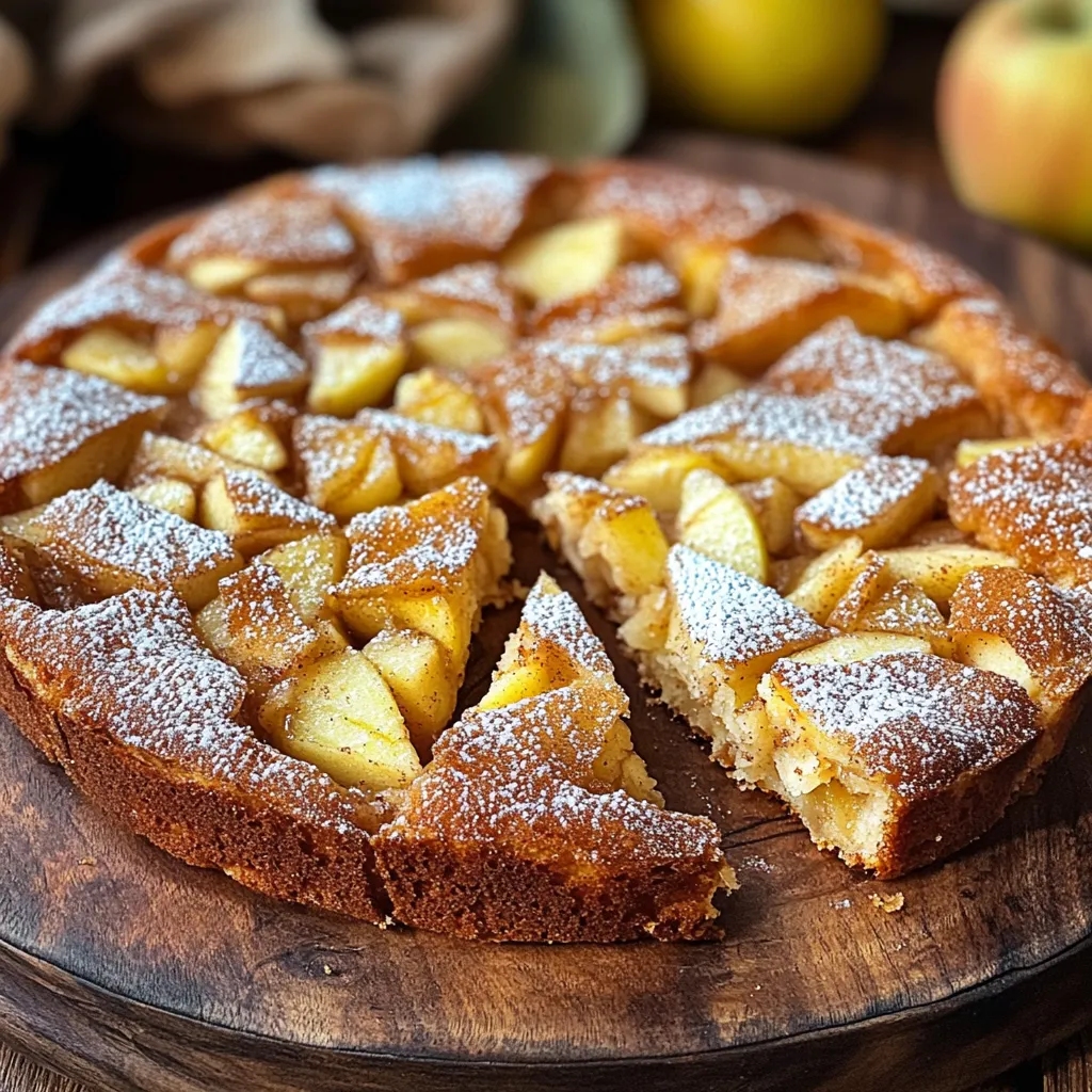 - 2 large apples, peeled and diced - 1 cup all-purpose flour - 1/2 cup sugar - 1/2 cup brown sugar - 1 tsp baking powder - 1/2 tsp baking soda - 1 tsp ground cinnamon - 1/4 tsp nutmeg - 1/4 tsp salt - 2 large eggs - 1/2 cup milk - 1/4 cup vegetable oil - 1 tsp vanilla extract - 1/4 cup powdered sugar (for dusting) When making this cake, I love using tart apples. They add a nice contrast to the sweet batter. You can choose Granny Smith or Honeycrisp apples for the best flavor. If you want to switch up the apples, pears work well too. They give a softer bite. For a gluten-free option, use almond flour or a gluten-free blend. If you need a vegan recipe, replace eggs with flax eggs. Use almond milk or oat milk instead of dairy milk. This way, everyone can enjoy a slice! 1. Preheat your oven to 350°F (175°C). Grease a 9-inch round cake pan. This helps the cake come out easily. 2. In a bowl, combine the diced apples with 1 tablespoon of sugar. Let them sit. This softens the apples and draws out moisture. 1. In a large bowl, whisk together the flour, sugar, brown sugar, baking powder, baking soda, ground cinnamon, nutmeg, and salt. Make sure everything mixes well for a tasty cake. 1. In another bowl, beat the two eggs. Then, add the milk, vegetable oil, and vanilla extract. Mix until smooth and combined. 2. Pour the wet mix into the dry mix. Fold gently until just combined. Be careful not to overmix; we want a soft cake. 3. Gently fold in the diced apples until they are evenly mixed in the batter. 1. Pour the batter into the prepared cake pan. Smooth the top with a spatula to make it even. 2. Bake in the preheated oven for 30-35 minutes. Check if it's done by inserting a toothpick into the center. It should come out clean. 1. Once baked, cool the cake in the pan for about 10 minutes. Then, transfer it to a wire rack to cool completely. 2. Before serving, dust the top with powdered sugar. This adds a nice touch and sweetness. Enjoy your warm cinnamon apple fritter cake! To get the best texture, avoid overmixing your batter. When you mix it too much, the cake can turn out tough. You want to gently fold the wet and dry ingredients together. Stop mixing as soon as you see no dry flour. Choosing the right apples is also key. I recommend using tart apples like Granny Smith. They add a nice contrast to the sweet cake. You can also try Honeycrisp for a sweeter taste. Adding more spices can really boost the flavor. Consider using a pinch of allspice or ginger for extra warmth. If you like a bit of heat, try adding a dash of cayenne. For toppings, think about a simple drizzle of caramel sauce. Whipped cream is another great choice. You can also sprinkle extra cinnamon sugar on top for a delightful finish. This cake pairs perfectly with vanilla ice cream. The warm cake and cold ice cream create a lovely contrast. You can also serve it with whipped cream for a lighter touch. To create a dessert platter, slice the cake into wedges. Add some fresh fruit, like berries or slices of apple. This makes for a beautiful and tasty presentation that everyone will love. {{image_2}} You can make this cake even better by adding nuts or raisins. Chopped walnuts or pecans add a nice crunch. Raisins bring a sweet chewiness that pairs well with the apples. You can mix in about half a cup of either. Another way to change the flavor is by using different spice blends. Try adding ginger or cardamom for a warm twist. You can also play with the amount of cinnamon. More cinnamon makes for a stronger flavor, while less makes it milder. This cake fits perfectly for fall-themed parties. The warm spices and apples feel cozy and festive. You can add a touch of pumpkin spice for a seasonal feel. For Halloween, add some colored sprinkles on top for fun. For holidays, consider adding a drizzle of caramel sauce. It adds sweetness and makes the cake feel special. You can also serve it with whipped cream or ice cream for a festive touch. If you want to make mini cakes or cupcakes, this recipe works great. Just adjust the baking time to 18-20 minutes for cupcakes. They are perfect for parties and easy to grab. Another fun idea is to create a layered cake version. Bake two or three cakes and stack them with frosting in between. Use cream cheese frosting or a simple glaze to make it shine. This layered style adds elegance to your dessert table. To keep your Warm Cinnamon Apple Fritter Cake fresh, store it in the fridge. Wrap it tightly in plastic wrap or foil. This method helps keep moisture in and prevents the cake from drying out. I recommend using an airtight container for the best results. This way, your cake stays fresh and tasty for days. If you want to save some cake for later, freezing is a great option. First, let the cake cool completely. Then, slice it into portions. Wrap each slice in plastic wrap and then place them in a freezer bag. This method keeps the cake safe from freezer burn. When you're ready to enjoy it, take out a slice. Let it thaw in the fridge overnight or at room temperature for a few hours. To reheat, pop it in the microwave for about 20-30 seconds. Understanding how long your cake lasts is key. When stored in the fridge, the cake can stay fresh for about 5 days. If you freeze it, the shelf life extends to about 3 months. Just remember, the sooner you eat it, the better the taste! I recommend using tart apples like Granny Smith or Honeycrisp. These apples add a nice balance to the sweetness of the cake. Their firm texture holds up well when baked, giving you a great bite in every slice. Yes, you can prepare the batter ahead of time. Mix the wet and dry ingredients but leave out the apples until ready to bake. This keeps the apples fresh. You can also bake the cake a day before and store it covered at room temperature. To check if the cake is done, insert a toothpick into the center. If it comes out clean or with a few crumbs, the cake is ready. The edges will also start to pull away from the pan, which is a good sign. This recipe is not gluten-free as it uses all-purpose flour. You can make it gluten-free by substituting with a 1:1 gluten-free flour blend. Just make sure the blend includes xanthan gum for best results. Yes, you can make some substitutions. For a dairy-free option, use almond or oat milk instead of regular milk. You can also replace eggs with flaxseed meal mixed with water for a vegan option. Just remember to adjust cooking times if necessary. This blog post covered everything you need for a great apple cake. We listed key ingredients and shared easy preparation steps. You learned tips to enhance flavor and texture while exploring fun variations. Storing your cake properly keeps it fresh and tasty. Remember, with simple swaps, this recipe fits many diets. Enjoy baking and savoring each bite of your delightful creation!