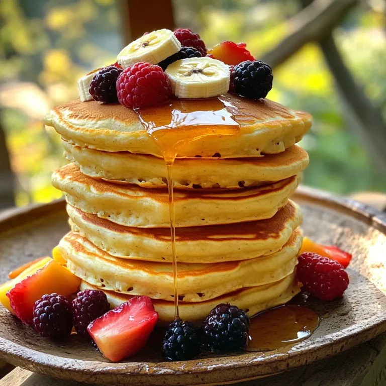 - 1 cup cottage cheese - 1 cup rolled oats - 2 large eggs - 1 tablespoon honey or maple syrup - 1 teaspoon baking powder - 1/2 teaspoon vanilla extract - Pinch of salt - Cooking spray or butter for the pan When I make these pancakes, I use a 1-cup measure for the cottage cheese and oats. For the eggs, I choose large ones. A tablespoon of honey or maple syrup adds just the right sweetness. The baking powder helps the pancakes rise. I use 1 teaspoon for the perfect fluff. Adding 1/2 teaspoon of vanilla extract gives a nice flavor. A pinch of salt brings out all the tastes. Protein cottage cheese pancakes pack a punch. They have protein from the cottage cheese and eggs. This helps keep you full and gives you energy. The rolled oats add fiber, which is good for digestion. These pancakes are also low in sugar, especially if you skip the syrup. This makes them a smart choice for breakfast or a snack. Plus, they are easy to make, so you can enjoy them any day! To start making your protein cottage cheese pancakes, gather your ingredients. You need: - 1 cup cottage cheese - 1 cup rolled oats - 2 large eggs - 1 tablespoon honey or maple syrup - 1 teaspoon baking powder - 1/2 teaspoon vanilla extract - Pinch of salt - Cooking spray or butter for the pan Next, put all the ingredients in a blender. Blend until the mixture is smooth. It should look like pancake batter. This step takes just a few minutes. Now, heat a non-stick skillet over medium heat. Coat it lightly with cooking spray or butter. Once the skillet is hot, pour about 1/4 cup of batter for each pancake. Cook them for 3-4 minutes. Look for bubbles on top and edges that look set. Then, flip the pancakes gently. Cook for 2-3 more minutes until they turn golden brown. To make the best pancakes, follow these tips: - Make sure your skillet is hot enough; this helps them cook well. - Do not overcrowd the pan; cook a few at a time. - Adjust the heat if they brown too fast. - Keep pancakes warm in a low oven while you finish cooking. These tips will help you create fluffy and delicious pancakes every time. Enjoy! To make your pancakes fluffy, follow these steps: - Blend Well: Mix your batter until smooth. This ensures an even texture. - Preheat the Skillet: Heat your skillet over medium heat. A hot pan helps the pancakes cook evenly. - Use Cooking Spray: Lightly coat your pan with cooking spray or butter. This prevents sticking. - Watch the Bubbles: Cook until bubbles form on the surface. This shows that it’s time to flip. - Don't Overcrowd: Cook one or two pancakes at a time. This gives each enough space to rise. If you have leftovers, here’s how to store them: - Cool Down: Let the pancakes cool completely on a plate. - Use a Container: Place them in an airtight container. This keeps them fresh. - Refrigerate: Store in the fridge for up to three days. - Freeze for Later: For longer storage, freeze pancakes in a single layer. After they freeze, stack them with parchment paper in between. You can add fun twists to your pancakes: - Mix in Fruits: Try adding blueberries or sliced bananas to the batter. They add natural sweetness. - Spice It Up: Add a dash of cinnamon or nutmeg for warmth. - Top It Off: Serve with yogurt, peanut butter, or fresh fruit. These toppings add flavor and nutrition. - Experiment with Sweeteners: Swap honey for maple syrup or agave for a different taste. These tips can help you make your protein cottage cheese pancakes even more delicious! {{image_2}} You can easily make these pancakes gluten-free. Use gluten-free oats instead of regular oats. Look for labeled gluten-free oats to ensure they are safe. You can also use almond flour or coconut flour as a base. Just remember to adjust the amount of liquid in the recipe. This helps keep the batter smooth and tasty. Adding fruit can elevate your pancakes. Fresh blueberries are a great choice. Just fold in a handful before cooking. You can also try mashed bananas for a sweet twist. Chopped nuts add crunch and flavor too. Consider adding a pinch of cinnamon for a warm taste. If you love chocolate, mix in mini chocolate chips. They melt beautifully and make every bite special. To make these pancakes vegan, swap the eggs for flax eggs. Mix one tablespoon of ground flaxseed with three tablespoons of water. Let it sit for five minutes to thicken. For the cottage cheese, use a plant-based alternative like silken tofu. Blend it until smooth. You can also replace honey or maple syrup with agave nectar or date syrup. This keeps your pancakes sweet and plant-based. You can store leftover protein cottage cheese pancakes in the fridge. Place them in an airtight container. They will stay fresh for up to three days. When ready to eat, just take them out and enjoy! To freeze pancakes, let them cool completely. Stack the pancakes with parchment paper between each one. Then, place them in a freezer-safe bag or container. They can last in the freezer for up to two months. When you want to eat them, simply thaw in the fridge overnight. Reheat pancakes in several ways. You can use a microwave, oven, or skillet. For the microwave, heat for 30 seconds. Check and heat more if needed. If using the oven, set it to 350°F and warm for 10 minutes. For the skillet, add a little butter or cooking spray and heat over low. This keeps them soft and tasty! Yes, you can use other cheeses. Ricotta or Greek yogurt works well too. Each cheese adds a unique flavor and texture. For a creamier taste, try ricotta. If you want a tangy twist, use Greek yogurt. Just keep the same amount as cottage cheese in the recipe. You can use flaxseed meal or applesauce. Mix one tablespoon of flaxseed meal with three tablespoons of water. Let it sit for a few minutes until it thickens. This mix will help bind the pancakes. Alternatively, you can use a quarter cup of applesauce for moisture and sweetness. To make pancakes fluffier, use baking powder. Make sure it's fresh. You can also separate the egg whites and yolks. Whip the egg whites until they form stiff peaks, then fold them into the batter gently. This adds air and makes the pancakes rise more while cooking. This post covered everything you need for perfect pancakes. We discussed ingredients, their measurements, and health benefits. You learned step-by-step instructions for cooking and tips for tasty, fluffy pancakes. I shared storage advice and flavor variations, including gluten-free and vegan options. Pancakes can be simple yet fun! With these tips, you can make great pancakes every time. Happy cooking!