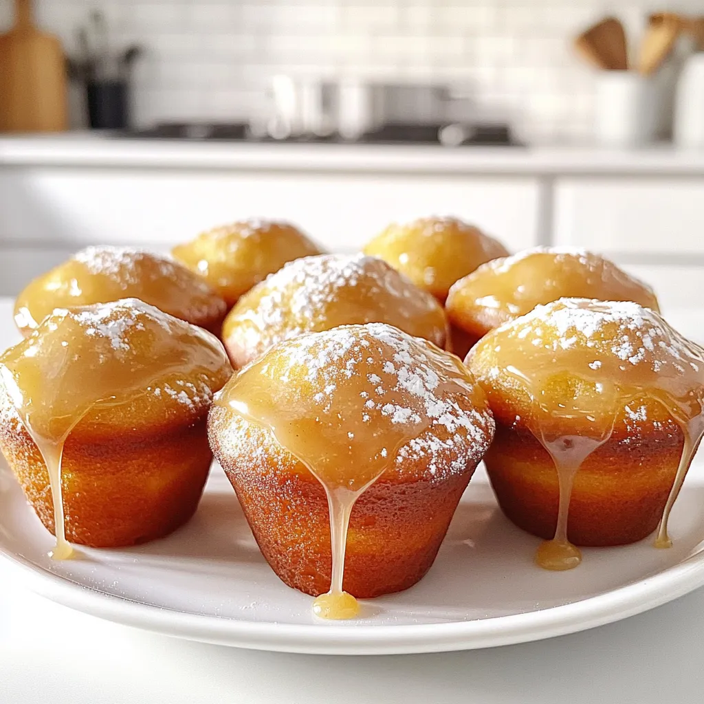 To make these delightful muffins, gather the following ingredients: - 2 cups all-purpose flour - 1 cup granulated sugar - 1 tablespoon baking powder - ½ teaspoon baking soda - ½ teaspoon salt - ½ teaspoon ground nutmeg - ½ teaspoon ground cinnamon - 1 cup whole milk - ½ cup unsalted butter, melted - 2 large eggs - 1 teaspoon vanilla extract These ingredients create a soft and fluffy texture. The blend of spices adds warmth and flavor. For the sweet maple glaze, you'll need: - 1 cup powdered sugar - 2-3 tablespoons maple syrup This glaze is simple but adds a rich maple flavor. Adjust the syrup for a thinner or thicker glaze. Feel free to customize your muffins! Consider these options: - Add ½ cup of chocolate chips for a sweet twist. - Use almond milk for a dairy-free version. - Swap out some flour for whole wheat for added fiber. These options can change the flavor or texture. Be creative and make these muffins your own! First, set your oven to 350°F (175°C). This is the perfect temperature to make the muffins fluffy. Next, grease a standard muffin tin with non-stick spray. If you prefer, use muffin liners for easy cleanup. In a large bowl, add the dry ingredients. Combine 2 cups of all-purpose flour, 1 cup of granulated sugar, 1 tablespoon of baking powder, ½ teaspoon of baking soda, and ½ teaspoon of salt. Add ½ teaspoon of ground nutmeg and ½ teaspoon of ground cinnamon. Whisk everything together until it’s mixed well. This step is important for even flavor. In another bowl, mix the wet ingredients. Pour in 1 cup of whole milk, ½ cup of melted unsalted butter, and add 2 large eggs. Don’t forget 1 teaspoon of vanilla extract. Whisk until everything is well combined. This will add moisture and richness to your muffins. Now, pour the wet mixture into the bowl with the dry ingredients. Use a spatula to gently fold the batter. Mix until just combined. It’s okay to leave a few lumps. Overmixing can make the muffins tough, and we want them fluffy! Evenly distribute the batter into the prepared muffin tin. Fill each cavity about 2/3 full. Bake in the preheated oven for 15-18 minutes. Check for doneness by inserting a toothpick into the center. If it comes out clean, your muffins are ready! While the muffins bake, prepare the maple glaze. In a small bowl, whisk together 1 cup of powdered sugar and 2-3 tablespoons of maple syrup. If you want it thicker, add more powdered sugar. For a thinner glaze, add more syrup. This is your sweet topping! Once the muffins cool for about 5 minutes, you can glaze them. Dip the tops of the warm muffins into the maple glaze. If you prefer, drizzle the glaze over the muffins using a spoon. Let the glaze set slightly before serving. Enjoy your fluffy maple glazed donut muffins! To get soft and fluffy donut muffins, mix your dry and wet ingredients separately. This helps keep the texture light. When you combine them, fold gently. Overmixing makes muffins tough, so a few lumps are just fine. Use room temperature eggs and milk for a smoother batter, which also helps with fluffiness. Store your muffins in an airtight container at room temperature. This keeps them moist for up to three days. If you want them to last longer, freeze them! Wrap each muffin in plastic wrap and place them in a freezer-safe bag. They will stay fresh for about three months. Thaw them at room temperature or warm them in the microwave for a quick treat. One common mistake is not measuring ingredients correctly. Use a spoon to scoop flour into a measuring cup, then level it off. Packing flour can make muffins dense. Another mistake is forgetting to preheat your oven. Always preheat before baking to ensure even cooking. Lastly, avoid opening the oven door too soon. This can cause the muffins to sink. Wait until at least 15 minutes into baking to check them. {{image_2}} You can easily make chocolate chip maple donut muffins. Just add 1 cup of chocolate chips to the batter before you fold it together. This gives a sweet twist to your muffins. The chocolate melts and adds a rich flavor. The mix of chocolate and maple is simply delicious. To make these muffins nut-free, just skip any nuts in your recipe. For a dairy-free option, swap whole milk with almond milk or oat milk. Use coconut oil instead of butter. These changes keep the muffins soft and tasty, without any nuts or dairy. You can add seasonal flavors for a fun twist. For fall, mix in 1 cup of pumpkin puree. Replace the nutmeg and cinnamon with 1 tablespoon of pumpkin spice. This gives your muffins a warm and cozy taste. You can enjoy seasonal flavors all year long! To keep your Fluffy Maple Glazed Donut Muffins fresh, store them at room temperature. Use an airtight container to prevent them from drying out. If you plan to eat them within two days, this method works well. For longer storage, the fridge can be your friend, but it may change their texture slightly. If you want to make muffins ahead of time, freezing is a great option. Once the muffins cool completely, wrap each one in plastic wrap. Then, place them in a freezer bag. They can last up to three months in the freezer. When you’re ready to enjoy, simply thaw them in the fridge overnight. To enjoy your muffins warm, reheat them in the oven. Preheat the oven to 350°F (175°C). Place the muffins on a baking sheet for about 5-10 minutes. This method helps them regain their fluffy texture. You can also use the microwave, but be careful. Heat them in short bursts of 10-15 seconds to avoid drying them out. You will know your muffins are done when a toothpick comes out clean. Insert the toothpick into the center of a muffin. If it comes out clean or with a few crumbs, they are ready. The tops should also look golden and spring back when pressed lightly. Yes, you can use whole wheat flour. It will give your muffins a denser texture and a nuttier taste. You may want to add a bit more milk to keep them moist. Start with the same amount and add if needed. To make your glaze thicker, add more powdered sugar. For a thinner glaze, stir in more maple syrup. Adjust slowly until you reach your desired consistency. A thicker glaze sticks better to the muffins. Serve the muffins warm for the best flavor. Arrange them on a nice platter. You can dust them with extra powdered sugar or sprinkle crushed nuts on top. This adds a nice touch and makes them look even more inviting. You learned how to make Fluffy Maple Glazed Donut Muffins with simple ingredients. We covered steps like prepping, mixing, baking, and glazing. I shared tips to avoid common mistakes and improve texture. Variations let you explore flavors, and storage tips keep your muffins fresh. In conclusion, these muffins are a delicious treat you can enjoy anytime. Try making them with your favorite add-ins for a fun twist!