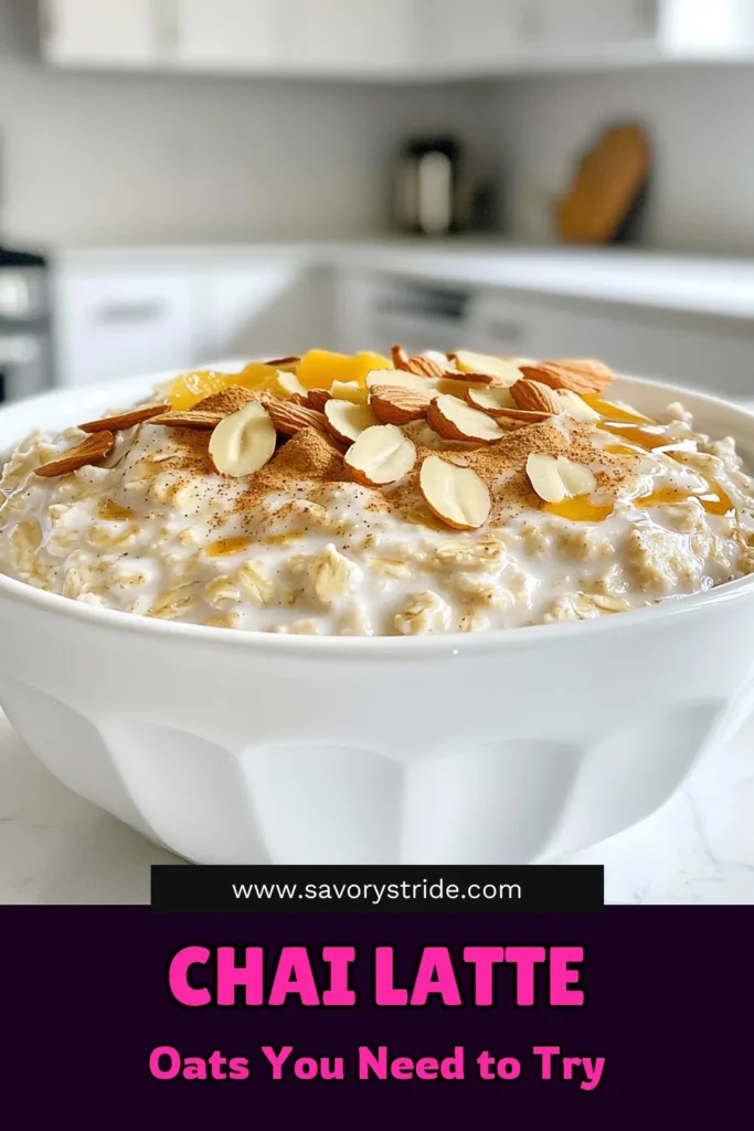 Start your day with a delicious twist on breakfast with Spiced Chai Latte Overnight Oats. This easy and healthy recipe combines rolled oats, chia seeds, and the warm spices of chai for a flavorful morning boost. Just mix, refrigerate overnight, and enjoy topped with your favorite fruits or nuts. Click through for the full recipe and make your mornings cozy! #ChaiLatte #OvernightOats #HealthyBreakfast #BreakfastIdeas