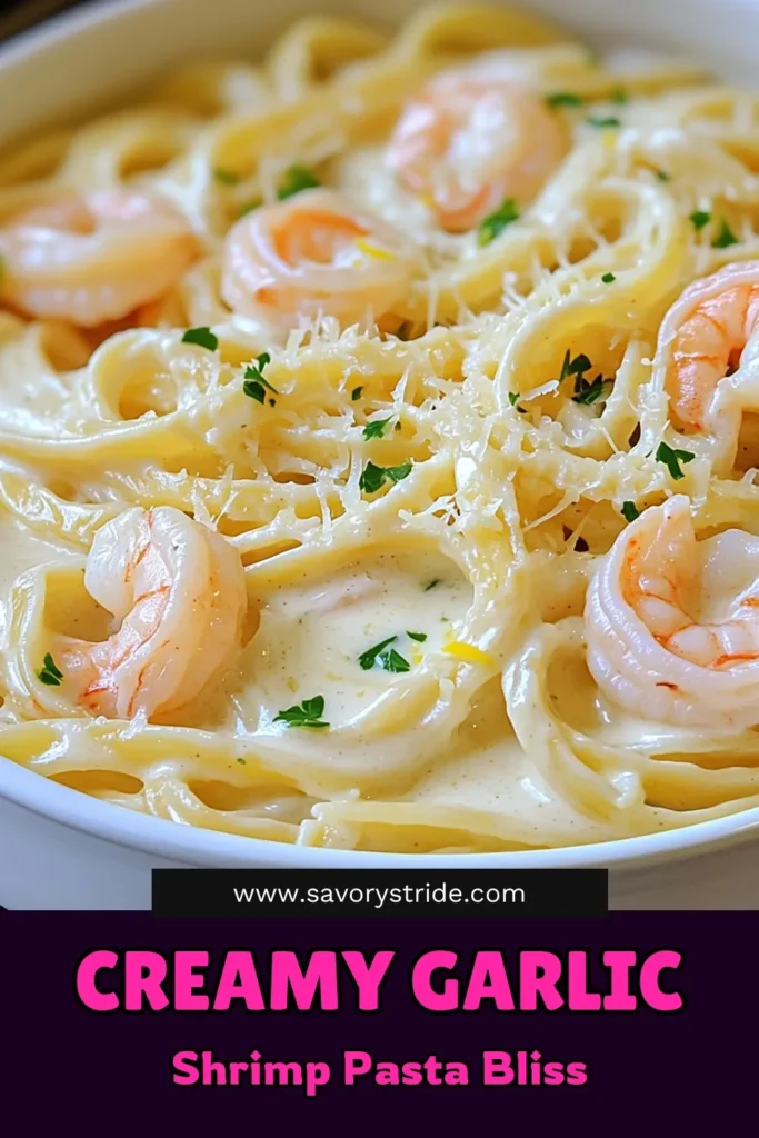 Indulge in this creamy garlic shrimp pasta that's quick and delightful! With tender shrimp, al dente pasta, and a luscious creamy sauce, it's the perfect weeknight dinner. This dish is not only easy to make but bursting with flavor. Ready to impress your family or guests? Click through to explore the full recipe and step-by-step instructions. Your taste buds will thank you! #CreamyGarlicShrimpPasta #PastaRecipe #SeafoodLovers #QuickDinnerIdeas