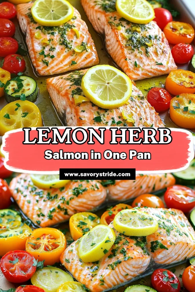 Whip up a delicious and hassle-free dinner with this Sheet-Pan Lemon Herb Salmon & Veggies recipe! Perfectly baked salmon fillets paired with vibrant veggies and zesty lemon make for a delightful meal any night of the week. Just 30 minutes from prep to plate! Click through for the full recipe and tips to elevate your dinner experience! #SheetPanMeal #HealthyRecipes #EasyCooking #SalmonRecipes