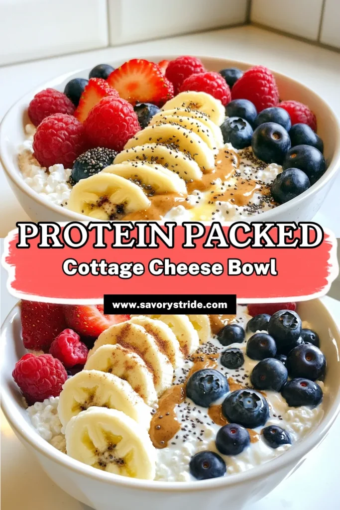 Start your day with a delicious and nutritious High Protein Cottage Cheese Breakfast Bowl! Packed with low-fat cottage cheese, rolled oats, fresh fruits, and creamy almond butter, this energizing bowl is perfect for a fulfilling morning meal. Just mix, top, and enjoy in less than 15 minutes! Click through for the full recipe and tips to elevate your breakfast game. #HighProtein #HealthyBreakfast #CottageCheese #BreakfastBowl
