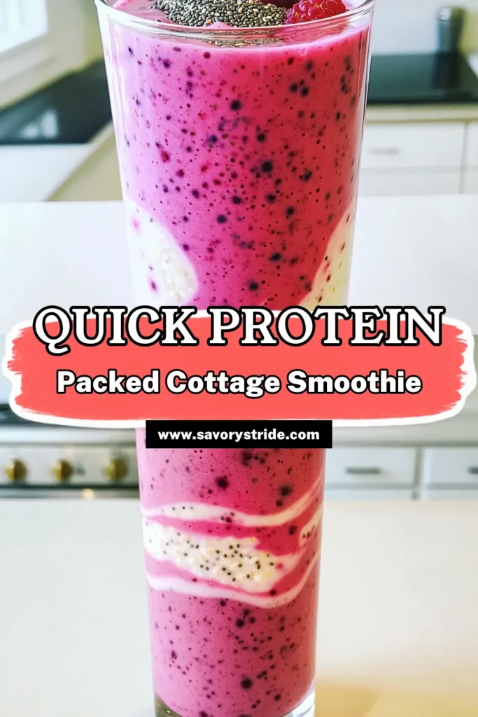 Boost your day with this Minute Protein Cottage Cheese Smoothie! Packed with creamy cottage cheese, ripe banana, and mixed berries, this quick recipe is perfect for a nutritious breakfast or snack. Blend it up in just 5 minutes for a tasty way to energize your morning. Don’t miss out on this delicious, healthy recipe - click through to explore and try it today! #CottageCheeseSmoothie #HealthyRecipes #ProteinSmoothie #QuickBreakfast