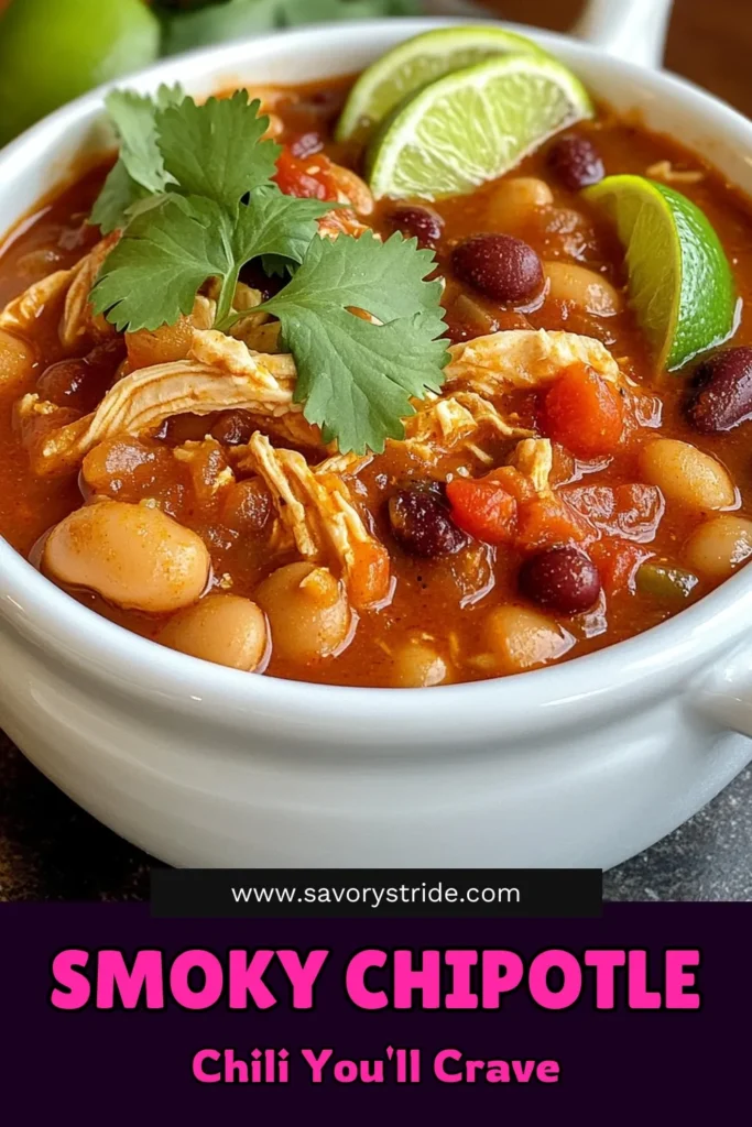 Savor the flavors of Slow Cooker Smoky Chipotle Chicken Chili with this easy recipe! Combining tender chicken, hearty beans, and a kick of chipotle spice, this dish is perfect for cozy dinners or game day gatherings. With just 15 minutes of prep time, you'll have a delicious meal ready to delight your family and friends. Click through to explore this recipe and elevate your chili game today! #SlowCookerRecipes #ChiliLovers #ChickenChili #ComfortFood