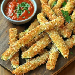 - Zucchini and its preparation: Use 2 medium zucchinis. Cut them into fry shapes. Make sure they are even for cooking. This helps them cook uniformly and become crispy. - Panko breadcrumbs for extra crunch: Use 1 cup of panko breadcrumbs. They give these fries a nice crunch. Panko is lighter than regular breadcrumbs, making a crispier coating. - Parmesan cheese and its role in flavor: Add 1/2 cup of grated Parmesan cheese. It adds a salty, nutty flavor. The cheese melts slightly and forms a great crust. - Italian seasoning mix: Use 1 tablespoon of Italian seasoning. This blend adds a classic flavor that works well with zucchini. - Importance of garlic powder: Add 1 teaspoon of garlic powder. It brings depth and richness to the fries. - Other spices for a flavor boost: Use 1/2 teaspoon of salt and 1/4 teaspoon of black pepper. These spices enhance the overall taste. - Role of eggs in coating: Use 2 large eggs, beaten. The eggs help the breadcrumbs stick to the zucchini. This gives you a nice, even coating. - Alternatives to eggs for vegan options: For a vegan option, use a flax egg. Mix 1 tablespoon of ground flaxseed with 2.5 tablespoons of water. Let it sit for a few minutes to thicken. This will help bind the coating. Start with fresh zucchinis. Aim for two medium ones. Cut them into fry shapes. I like to make them about half an inch thick. This size cooks evenly and gives a nice crunch. Preheating the air fryer is key. Set it to 400°F (200°C). This step helps the fries get crispy fast. If you skip this, the fries may turn out soggy. Next comes the fun part: coating the fries. In a shallow bowl, mix breadcrumbs, grated Parmesan cheese, Italian seasoning, garlic powder, salt, and black pepper. Make sure to stir well so all the flavors blend. In another bowl, beat two large eggs. Dip each zucchini fry into the eggs. Let any extra egg drip off. Then, coat it in the breadcrumb mix. Press the crumbs firmly onto the zucchini. This helps them stick better during cooking. Now, place the coated fries in the air fryer basket. Lay them in a single layer. Do not overcrowd the basket—this helps them cook evenly. Lightly spray the zucchini fries with cooking spray. This adds crispiness. Cook the fries for about 10 to 12 minutes. Make sure to shake the basket halfway through. This step ensures all sides get that golden brown color. When done, they should be crispy and ready to enjoy! To get your zucchini fries extra crispy, use cooking spray. A light mist helps the coating brown evenly. It adds a nice crunch without excess oil. Batch cooking works wonders, too. Fry in smaller groups. This gives each fry room to breathe. It ensures they cook evenly and get that perfect crunch. If you don't have panko breadcrumbs, try crushed cornflakes or regular breadcrumbs. Both can give a nice crunch. Cornflakes are especially light and airy. For those wanting dairy-free options, look for vegan Parmesan. There are many great brands available now. Nutritional yeast also adds a cheesy flavor without the dairy. Get creative with custom seasonings! Try adding smoked paprika for a smoky taste. Or, mix in cayenne pepper for some heat. Adding spices can take your fries to the next level. Consider using cumin or chili powder for a fun twist. These flavors can make your zucchini fries even more exciting! {{image_2}} You can add a fun twist to your zucchini fries. Want some heat? Add chili flakes for spicy zucchini fries. Just sprinkle them into the breadcrumb mix before coating the fries. It gives them a nice kick! You can also try different herbs. Fresh basil or oregano can change the taste. Mix them with the breadcrumbs for a fresh flavor. These fries are great with dips. Marinara sauce makes a classic pairing. You can also serve them with garlic aioli for a creamy touch. You can enjoy them as a snack or side dish. They go well with grilled chicken or fish. These zucchini fries can add crunch and flavor to any meal. Cooking in an air fryer gives a crispier texture. The hot air makes them golden brown. Oven-baked fries are good, too, but they may not be as crunchy. If you want to bake them, preheat your oven to 425°F (220°C). Spread the fries on a baking sheet in a single layer. Bake for about 20-25 minutes, flipping halfway. This way, you get nice, even cooking. To keep your zucchini fries fresh, place them in a sealed container. Store them in the fridge. This helps keep them cool and safe to eat. Try to eat them within two days for the best taste. When you want to reheat them, use the air fryer again. Set it to 350°F (175°C). Heat them for about 5 minutes. This will help them regain their crispiness. For the best results, do not use the microwave. It makes them soggy. You can freeze zucchini fries before or after cooking. If freezing before cooking, place the coated fries on a baking sheet. Make sure they are not touching. Freeze them for about 1 hour. Once frozen, transfer them to a freezer bag. If you freeze them after cooking, let them cool first. Place them in a container and freeze. When you are ready to eat, thaw them in the fridge overnight. Reheat them in the air fryer at 350°F (175°C) for 6-8 minutes. In the fridge, expect your zucchini fries to stay fresh for about 2-3 days. After that, they may lose their taste and texture. Watch for signs of spoilage. If they smell bad or look slimy, it’s time to toss them. Always trust your senses. Keeping an eye on freshness helps you enjoy your fries at their best! Yes, you can make these zucchini fries in the oven. Preheat your oven to 425°F (220°C). Place the coated zucchini fries on a baking sheet lined with parchment paper. Bake for about 20-25 minutes. Flip the fries halfway through cooking for even browning. To make these zucchini fries gluten-free, use gluten-free breadcrumbs. You can find many brands at the store. You might also use crushed gluten-free crackers or ground almonds as a substitute. They will still add a nice crunch. These zucchini fries pair well with many dishes. You can serve them with marinara sauce or garlic aioli for dipping. They also go great alongside grilled meats or as a tasty side for burgers. Feel free to get creative with your pairings! Absolutely! You can use other vegetables like eggplant, carrots, or sweet potatoes. Just cut them into fry shapes, similar to zucchini. Keep in mind that cooking times may vary, so adjust them as needed for your chosen vegetable. In this post, we explored how to make crispy zucchini fries. We covered main ingredients like zucchini, panko breadcrumbs, and Parmesan for flavor. I shared step-by-step instructions for prepping, coating, and air frying. You learned tips for extra crispiness and ingredient substitutes for different needs. These fries are versatile and easy to tweak. Enjoy them as a tasty snack or a side dish. Get creative with flavors and pairings. Happy cooking!