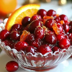 To make this delicious cranberry sauce with brown sugar and vanilla, gather these ingredients: - 12 oz fresh cranberries - 1 cup brown sugar, packed - 1 cup water - 1 teaspoon vanilla extract - Zest of one orange - A pinch of cinnamon - Salt to taste (optional) You can switch some ingredients if needed. Use white sugar instead of brown sugar. It will still taste sweet but with a different flavor. If you lack fresh cranberries, frozen ones work too. Just make sure to thaw them first. For a different twist, try maple syrup instead of brown sugar. It adds a nice depth of flavor. Using fresh ingredients makes a big difference. Fresh cranberries burst with flavor and color. They create a bright, tangy sauce. Fresh orange zest adds a unique aroma and taste. It brightens the sauce and balances the sweetness. Fresh ingredients also help keep the sauce healthy and vibrant. Always choose the best quality for the best results. {{ingredient_image_1}} Start by rinsing 12 ounces of fresh cranberries under cold water. Look for any that are moldy or damaged. Discard those bad ones. Rinsing helps to clean the berries and ensures a fresh taste. This step is simple but very important. In a medium saucepan, mix 1 cup of water with 1 cup of packed brown sugar. Stir over medium heat until the sugar dissolves completely. This will take just a few minutes. Next, add the cleaned cranberries to the saucepan. Increase the heat to bring the mixture to a boil. Once boiling, reduce the heat to medium-low. Let it simmer for about 10 to 15 minutes. Stir occasionally. You will see the cranberries start to burst. This is when the sauce begins to thicken. When it thickens, stir in 1 teaspoon of vanilla extract, the zest of one orange, and a pinch of cinnamon. This mix adds a wonderful flavor. Taste your sauce and add a small pinch of salt only if needed. The salt can enhance the sweetness. After cooking, remove the sauce from heat and let it cool. It will thicken more as it cools. Once cool, transfer the sauce to a glass bowl or jar. Cover and refrigerate it until you are ready to serve. For a lovely presentation, serve the cranberry sauce in a glass bowl. This will show off its rich color. Garnish with a few whole cranberries or an orange slice. This adds an elegant touch to your dish. Bitter flavors can sneak into your cranberry sauce. To avoid this, use fresh cranberries. Old or damaged berries can bring out bitterness. Always check for mold or soft spots when you rinse them. If your sauce tastes a bit bitter, a pinch of salt can help. It balances flavors and makes the sauce taste better. Adding spices can lift your cranberry sauce. Try a pinch of nutmeg or ginger for warmth. You can also add cloves for a rich, warm flavor. Experiment with small amounts to find what you like best. Each spice brings a new twist. Just remember to balance the spices with the sweetness of the brown sugar. For a thick sauce, simmer it long enough. Let the cranberries burst and release their juices. If your sauce is too thin, keep cooking until it thickens. You can also mash some cranberries with a fork to help it along. If you prefer a smoother sauce, blend it with an immersion blender. Just blend it briefly to keep some texture. Pro Tips Freshness Matters: Always choose fresh, plump cranberries for the best flavor and texture. Frozen cranberries can also be used, but they may result in a slightly different consistency. Adjust Sweetness: Feel free to adjust the amount of brown sugar based on your taste preferences. If you like a tart sauce, you can reduce the sugar slightly. Enhance Flavor: Consider adding other spices like nutmeg or ginger to give your sauce a unique twist. These can complement the sweetness beautifully! Storage Tips: Store the cranberry sauce in an airtight container in the refrigerator for up to two weeks. It can also be frozen for longer storage, making it a great make-ahead option! {{image_2}} You can switch up the brown sugar in this recipe. Try using maple syrup or honey for a unique flavor. Both options bring a rich sweetness while keeping it natural. If you want less sugar, consider using agave syrup. Just remember, the taste will change slightly. Each sweetener adds its own twist to the sauce. Adding fruit can make your cranberry sauce even more special. Try mixing in diced apples or pears for a sweet crunch. You can also add fresh or dried fruits like cherries or blueberries. This will give your sauce more texture and flavor. For a tropical flair, consider adding crushed pineapple. It pairs well with the tart cranberries. Spices can really enhance your cranberry sauce. A pinch of nutmeg or clove adds warmth and depth. You can also try adding ginger for a bit of zing. If you love a spicy kick, add a dash of cayenne pepper. Adjust the spice levels to your taste. Each spice brings out different notes in the sauce, making it exciting. After enjoying your cranberry sauce, you might have some leftovers. To store them, let the sauce cool completely. Then, transfer it to an airtight container. You can place it in the fridge. It will stay fresh for about one week. Keep it covered to avoid absorbing any other smells from the fridge. If you want to save your cranberry sauce for later, freezing is a great option. Pour the cooled sauce into freezer-safe containers or bags. Leave some space at the top to allow for expansion. Seal tightly and label with the date. It can last up to six months in the freezer. When you’re ready to use it, thaw it in the fridge overnight. To reheat your cranberry sauce, take it out of the fridge or freezer. If frozen, let it thaw first. You can heat the sauce in a saucepan over low heat. Stir often to avoid sticking. If it seems too thick, add a splash of water to loosen it. Heat until warm, then serve. Enjoy the delightful flavors again! Yes, you can use frozen cranberries. They work well in this recipe. Just remember, do not thaw them first. They will release extra water while cooking. This can make the sauce a bit thinner. You may need to cook it a little longer to thicken up. Homemade cranberry sauce lasts about one week in the fridge. Store it in an airtight container to keep it fresh. If you want to keep it longer, you can freeze it. It will stay good for up to six months in the freezer. Cranberry sauce pairs well with many dishes. It is a classic side for turkey and ham. You can also serve it with roast chicken or pork. It adds a nice sweet and tangy flavor. Try it on a cheese board too! It goes well with creamy cheeses. You can even spread it on sandwiches. In this post, we explored how to make cranberry sauce. We covered key ingredients, substitutions, and the importance of freshness. Step-by-step instructions ensured you could prepare and cook with ease. Tips helped you avoid bitterness and add spices for flavor. We also shared variations to try, along with how to store and reheat leftovers. Fresh cranberry sauce can elevate many dishes. Enjoy the process and make it your own! Your homemade sauce will impress your friends and family.