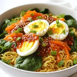 - 200g instant noodles (egg, ramen, or soba) - 2 tablespoons chili crisp (store-bought or homemade) - 1 tablespoon soy sauce - 1 tablespoon sesame oil - 1 carrot (julienned) - 1 bell pepper (thinly sliced) - 1 cup baby spinach - 2 green onions (chopped) - 1 tablespoon sesame seeds (toasted, for garnish) - Optional: 1 soft-boiled egg - Optional: Fresh cilantro for garnish Gathering the right ingredients makes all the difference. The base of this dish is the instant noodles. You can choose egg, ramen, or soba. They add the comfort and warmth we crave. Next, the chili crisp brings heat and flavor. You can use store-bought or make your own. Soy sauce adds saltiness, while sesame oil gives a nutty taste. These two ingredients create a rich sauce that binds everything together. For crunch and color, we add a carrot and a bell pepper. Julienning the carrot and slicing the bell pepper makes them easy to eat. Baby spinach adds freshness and a pop of green. The green onions add a nice bite, and the toasted sesame seeds make for a lovely garnish. If you want to elevate your bowl, consider adding a soft-boiled egg. The runny yolk adds creaminess. Fresh cilantro is a great option for extra flavor. These ingredients come together for a savory and satisfying meal that is quick and easy to prepare. - Bring water to a boil in a pot. - Add the instant noodles and cook for 3-4 minutes. - Drain the noodles and rinse them under cold water. - In a bowl, combine 2 tablespoons of chili crisp, 1 tablespoon of soy sauce, and 1 tablespoon of sesame oil. - Mix well to create a flavorful sauce. - Heat a skillet over medium heat. - Add the julienned carrot and sliced bell pepper. - Sauté until the vegetables are tender, about 2-3 minutes. - In a large bowl, mix the cooked noodles, sautéed vegetables, 1 cup of baby spinach, and the sauce. - Toss until well coated, allowing the spinach to wilt slightly. - Divide the noodle mixture into bowls. - If desired, cut a soft-boiled egg in half and place it on top. - Garnish with chopped green onions, toasted sesame seeds, and fresh cilantro. To boost the flavor of your noodle bowl, consider adding more spices. A pinch of garlic powder or ginger can add warmth. You can also try a splash of rice vinegar for tang. If you want more heat, add crushed red pepper flakes. Making homemade chili crisp is easy. Just mix oil, garlic, shallots, and your favorite chili flakes. Heat slowly until fragrant. This can be a fun way to customize your bowl. The key to perfect noodles is timing. Follow the package instructions closely, usually 3-4 minutes. Test the noodles to ensure they are al dente. They should be firm, not mushy. After cooking, rinse them in cold water. This stops the cooking process and keeps them from sticking together. Make sure to drain them well before mixing them with other ingredients. A beautiful dish is all about presentation. Start with a clean bowl. Arrange the noodles in the center for a nice look. Add the sautéed veggies on top for color. A soft-boiled egg, cut in half, can be a stunning centerpiece. For garnish, sprinkle toasted sesame seeds and chopped green onions. Fresh cilantro adds a pop of green. These small touches can make your dish shine. {{image_2}} You can make your Minute Chili Crisp Noodle Bowls more filling by adding proteins. Chicken is a great choice. Simply cook diced chicken until golden. Tofu is another option. Use firm tofu and pan-fry it until crispy. Shrimp works well too. Just sauté them until they turn pink. If you want vegetarian options, try chickpeas or edamame. Both add protein and texture. Feel free to swap in other vegetables for more flavor. Broccoli, snap peas, or zucchini are nice choices. You can also use seasonal vegetables. In summer, try fresh corn or bell peppers. In fall, add squash or kale. This keeps your dish fresh and interesting all year. If you're looking for a gluten-free option, use rice noodles. They cook quickly and taste great. For low-carb choices, try zucchini noodles or shirataki noodles. Both options offer a fun twist while keeping it light. This way, you can enjoy a tasty bowl that fits your diet. To store leftovers, place the noodle bowls in an airtight container. This keeps them fresh. Make sure they cool down first. You can keep them in the fridge for up to three days. After that, the taste and texture may change. When reheating, the best method is to use the stove. Heat a pan over low heat. Add a splash of water or broth to help prevent sticking. Stir gently to warm everything evenly. You can also use a microwave. Cover the bowl with a lid or a damp paper towel. This keeps moisture in. Reheat until warm but avoid cooking too long. This helps retain the noodle's texture, making your meal just as tasty as before. Chili crisp is a spicy, crunchy condiment. It often includes oil, garlic, and chili flakes. You can use it in many dishes. It adds flavor and heat to your meals. I love adding it to soups, stir-fries, and noodles. It makes everything taste better! Yes, you can! Start by using less chili crisp in the sauce. You can also add more soy sauce and sesame oil. These add flavor without heat. If you want even less spice, try using mild chili crisp. It still tastes great without being too hot. Making this dish vegan is easy! For the noodles, choose egg-free options like rice noodles. Instead of chili crisp with animal products, use a vegan brand. You can skip the soft-boiled egg or replace it with tofu. Tofu adds protein and texture. These noodle bowls pair well with many sides. Try serving them with a fresh salad or spring rolls. You can also add pickled vegetables for a crunch. For a heartier meal, serve with grilled or sautéed vegetables. They balance the richness of the noodles. This blog post detailed a simple yet flavorful noodle dish. You learned about the ingredients, cooking methods, and how to enhance the recipe. Adding proteins and veggies offers even more options. Remember, presentation can elevate your meal. With the right storage, your leftovers will stay tasty. Enjoy creating these noodle bowls. This recipe lets you explore flavors while making it your own. Have fun cooking and savoring each bite!