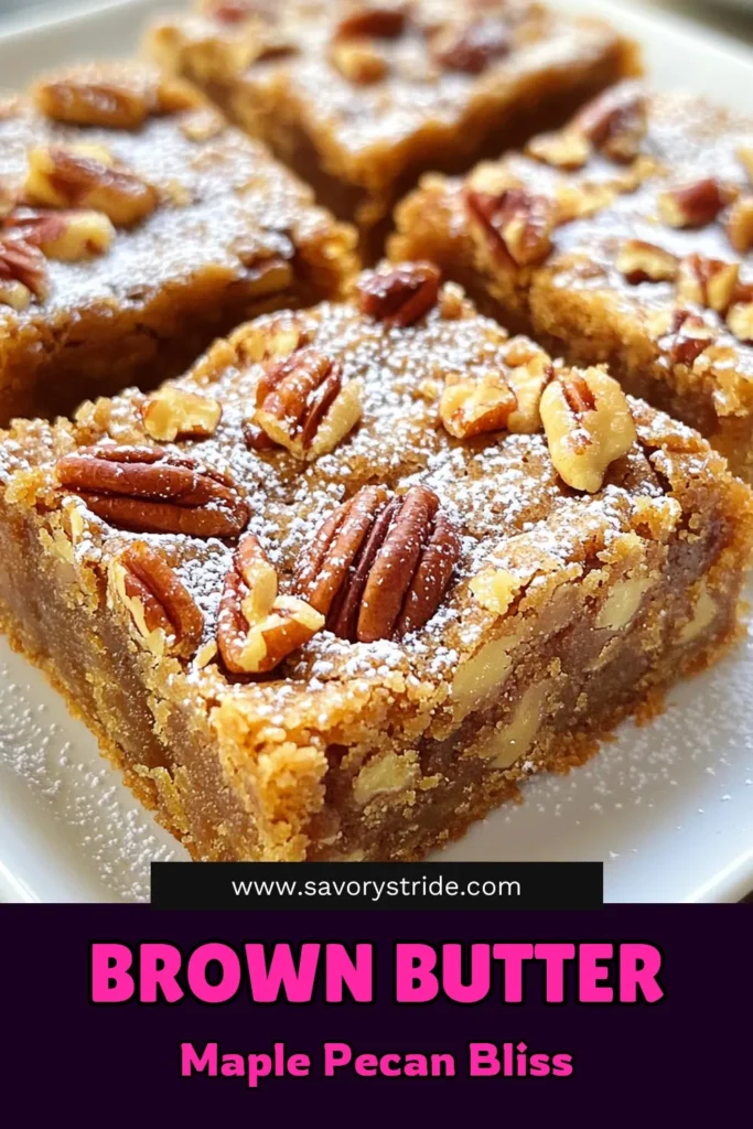 Indulge in the deliciousness of Brown Butter Maple Pecan Blondies! These heavenly treats combine rich brown butter, sweet maple syrup, and crunchy pecans for an unforgettable dessert. Perfect for fall gatherings or a cozy night in, learn how to make these delightful blondies with simple steps. For the ultimate experience, serve them warm with ice cream. Click to explore the full recipe and make your kitchen smell divine! #BrownButterBlondies #DessertRecipes #MaplePecan #BakingLove