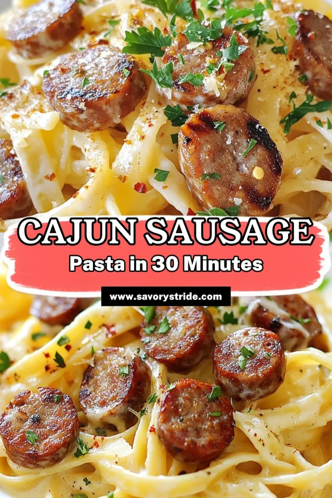 Indulge in this delicious Cajun Smoked Sausage Alfredo Pasta, a creamy Cajun Alfredo that will elevate your dinner game! This easy Cajun pasta dish combines fettuccine with Cajun sausage for a flavor explosion. Perfect for busy weeknights, this Alfredo pasta recipe comes together in just 30 minutes. Ready to impress your family? Try it today and enjoy every cheesy bite! Save this recipe for later! #CajunSmokedSausagePasta #AlfredoPastaRecipe #FettuccineWithCajunSausage #EasyCajunPastaDish