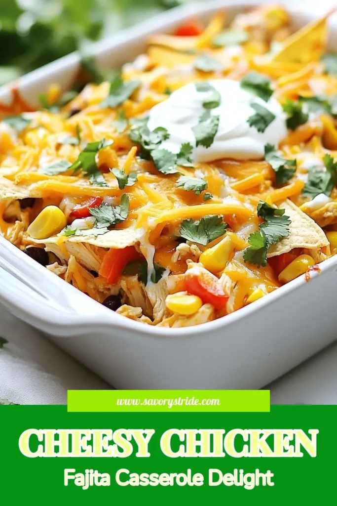 Discover the ultimate comfort food with this easy Fajita Chicken Casserole recipe! Packed with shredded chicken, bell peppers, and black beans, this cheesy fajita casserole is perfect for busy weeknights. Just layer the ingredients, bake, and enjoy delicious one pot chicken casserole goodness. Perfect for family dinners or potlucks, give it a try tonight! Save this recipe for your next meal planning! #FajitaChickenCasserole #EasyRecipes #CheesyCasserole #BakedChickenFajitas