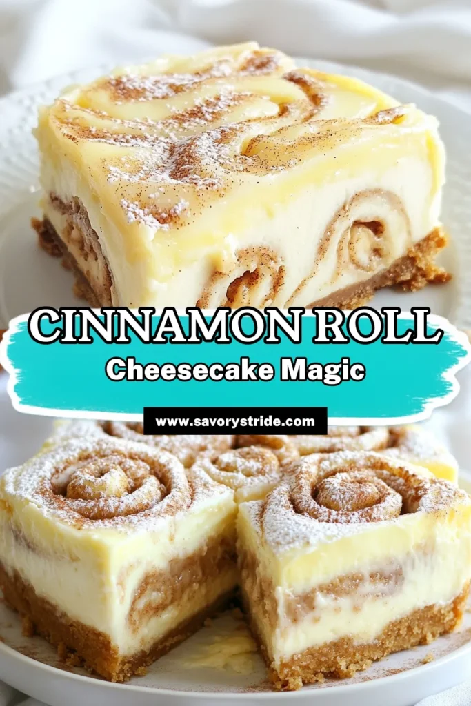 Indulge in the delicious blend of flavors with this Cinnamon Roll Cheesecake that’s sure to impress! This easy cheesecake recipe combines the richness of cream cheese dessert and the warm, spiced sweetness of a cinnamon roll recipe. Perfect for any occasion, this Cheesecake Dessert Recipe is a hit with family and friends. Try it today and transform your dessert game! Save this recipe for later! #CinnamonRollCheesecake #CheesecakeDessertRecipe #EasyCheesecakeRecipe #CreamCheeseDessert