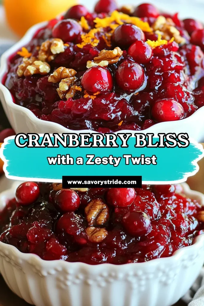 This Homemade Cranberry Sauce with Orange Zest is the perfect Thanksgiving cranberry dish that combines the tartness of cranberries with fresh orange zest for a delightful cranberry orange sauce. This cranberry bliss recipe is quick and easy, taking just 25 minutes to prepare. Impress your guests and elevate your holiday table with this delicious sauce! Save this recipe for your holiday feast! #CranberryOrangeSauce #ThanksgivingRecipes #CranberryBliss #OrangeZestRecipes
