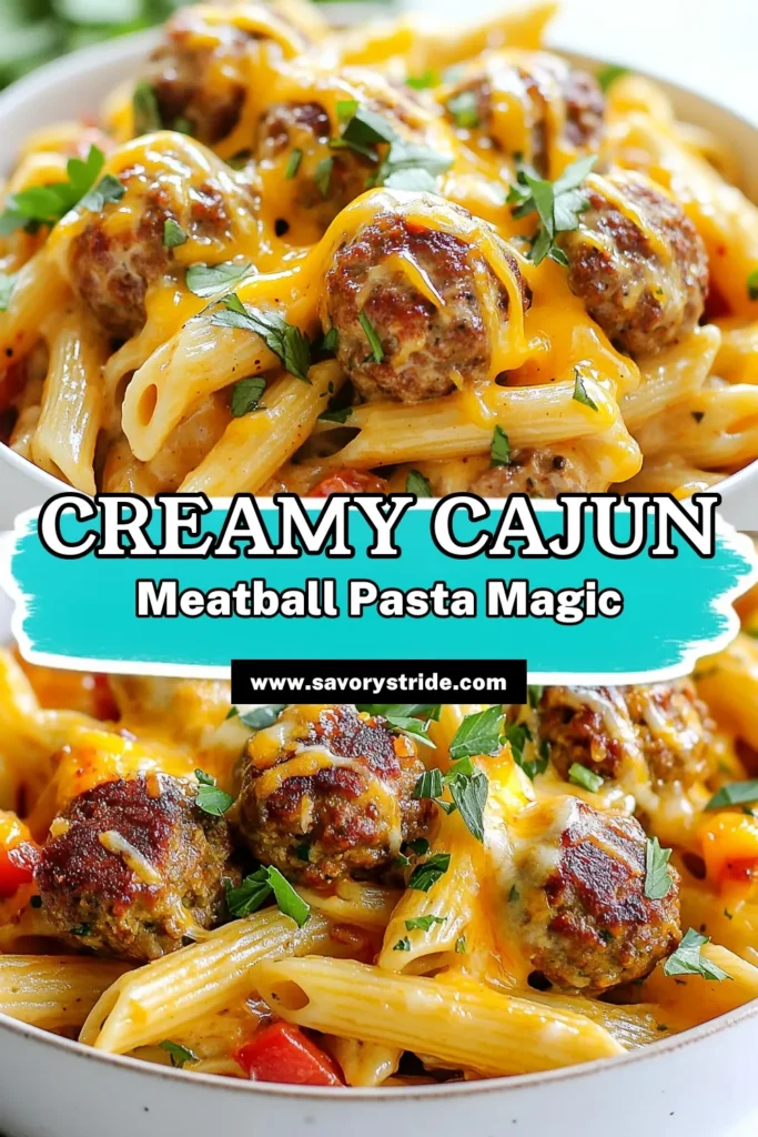 Indulge in this mouthwatering One-Pot Creamy Cajun Meatball Pasta! This Easy Cajun Pasta dish combines tender penne pasta with flavorful Cajun meatballs for a delicious one-pot dinner. Perfect for busy nights, this Creamy Meatball Pasta Recipe is quick and easy to whip up, making it a family favorite. Try this Penne Pasta with Cajun Meatballs and delight your taste buds tonight! Save and share for later! #OnePotDinner #CajunPasta #MeatballPasta #EasyRecipes