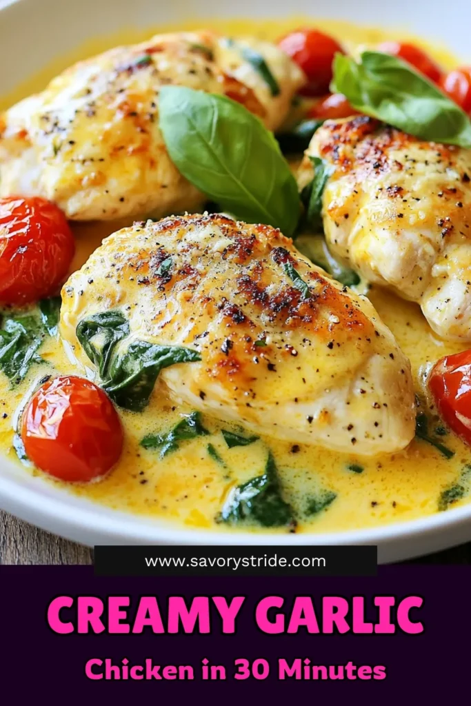 Indulge in this deliciously satisfying creamy Tuscan chicken recipe, perfect for a quick and easy weeknight meal. This garlic Tuscan chicken dinner takes just 30 minutes and features tender chicken, rich cream, and fresh spinach, making it an ideal one-pan creamy chicken recipe. Impress your family with this Italian chicken skillet recipe tonight! Save this easy chicken recipe with cream for your next dinner inspiration. #CreamyTuscanChicken #EasyChickenRecipes #OnePanMeals #ItalianChickenRecipe