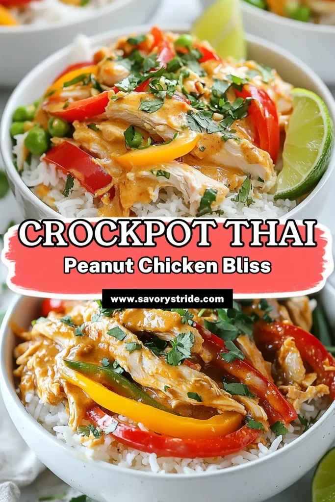 Looking for a delicious and hassle-free meal? Try this slow cooker Thai peanut chicken recipe that’s perfect for busy weeknights! Made with tender chicken thighs, creamy coconut milk, and rich peanut butter, this easy Asian chicken recipe is both gluten-free and packed with flavor. Impress your family with this satisfying dish that serves great over jasmine rice. Save this gluten-free Thai chicken slow cooker recipe for your next dinner! #SlowCookerThaiPeanutChicken #ThaiPeanutChickenRecipe #CoconutMilkChickenRecipes #EasyAsianChickenRecipes