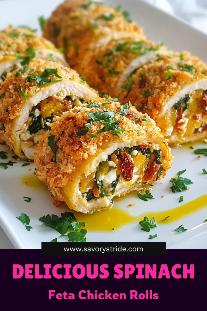 Discover the delicious Spinach Feta Chicken Roll Ups, a perfect Sun-Dried Tomato Chicken Recipe that guarantees flavor and nutrition! These Easy Chicken Roll Ups are not only simple to make but also a fantastic Healthy Chicken Dinner option for family gatherings. Try this Stuffed Chicken Breast Recipe and enjoy tender chicken bursting with savory spinach, feta, and tomatoes. Save this recipe for a nutritious weeknight meal! #HealthyRecipes #ChickenDinner #EasyCooking #MealPrep