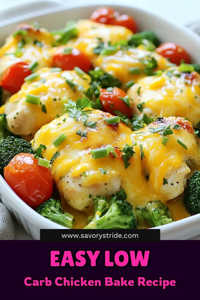Discover the ultimate low carb chicken bake with this delicious ranch chicken recipe! Ideal for a healthy chicken dinner, this keto chicken casserole is packed with flavor, featuring tender chicken breasts, fresh broccoli, and melted cheddar cheese. Perfect for meal prep or family dinners, this low carb dinner recipe is sure to impress. Try it tonight and enjoy a wholesome, satisfying meal! Save this recipe for later! #LowCarbChickenBake #RanchChickenRecipe #HealthyDinner #KetoCasserole