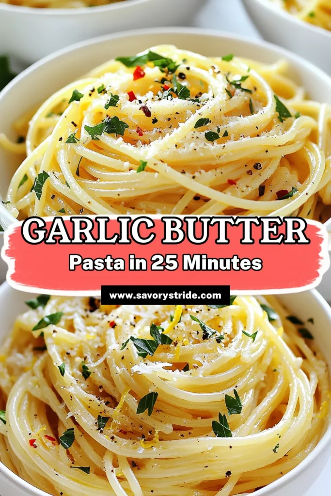 Indulge in this delicious garlic butter pasta recipe that's perfect for any night! Our easy garlic spaghetti features creamy garlic butter pasta that's quick to make, taking just 25 minutes. Tossed with fresh parsley garlic noodles, this dish is bursting with flavor and comfort. Perfect for busy weeknights or a cozy dinner. Don't miss out on this must-try recipe—save and enjoy! #GarlicButterPasta #EasyCooking #QuickPastaRecipe #SpaghettiLovers