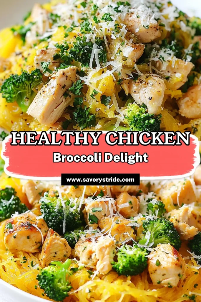 Discover the delicious Broccoli Chicken Spaghetti Squash recipe that's perfect for healthy eating! This dish combines tender chicken, vibrant broccoli, and roasted spaghetti squash for a satisfying low-carb meal. With rich flavors from Parmesan cheese, it's one of the best healthy spaghetti squash recipes you’ll love. Try this easy-to-make, low-carb chicken recipe and enjoy a wholesome dinner tonight! Save for later! #HealthyRecipes #LowCarbDinner #SpaghettiSquash #MealPrep