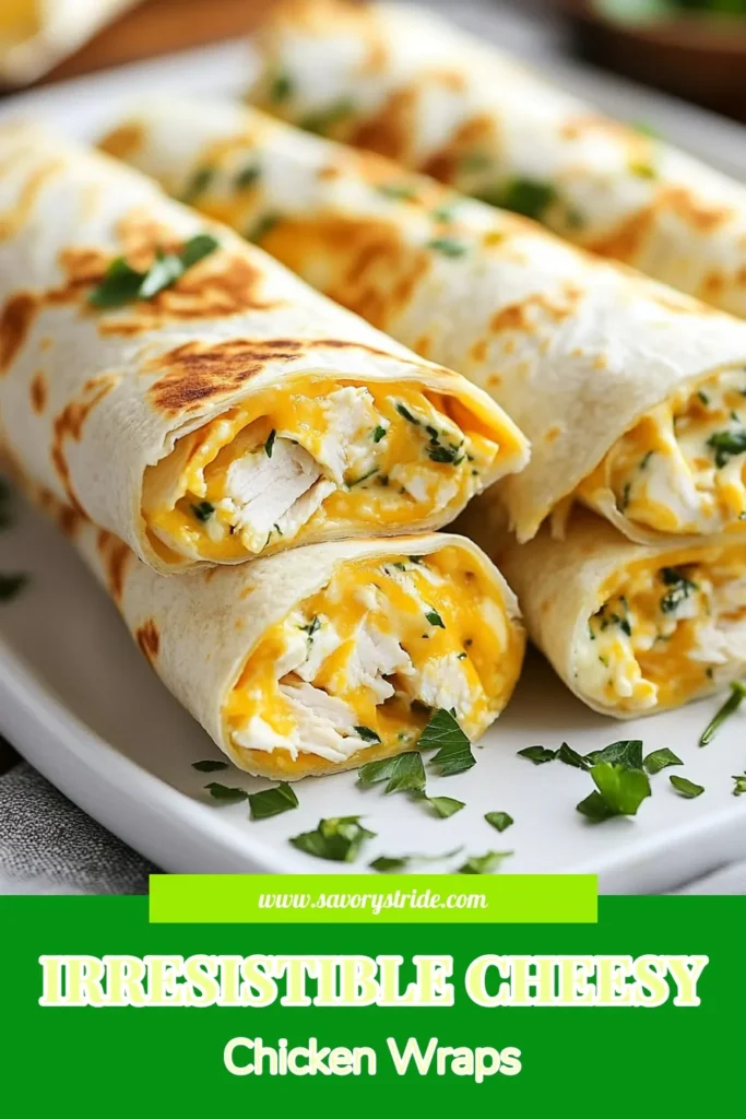 Discover the ultimate comfort food with these Cheesy Garlic Chicken Wraps! Perfect for busy weeknights, this easy chicken wrap recipe combines shredded chicken, creamy cheeses, and savory garlic for a delicious dinner idea. These cheesy wraps are not only satisfying but also simple to prepare in just 30 minutes. Save this recipe for your next family meal and enjoy the flavorful twist! #CheesyGarlicChickenWraps #EasyChickenWrapRecipes #GarlicChickenDinnerIdeas #CreamyCheesyWraps