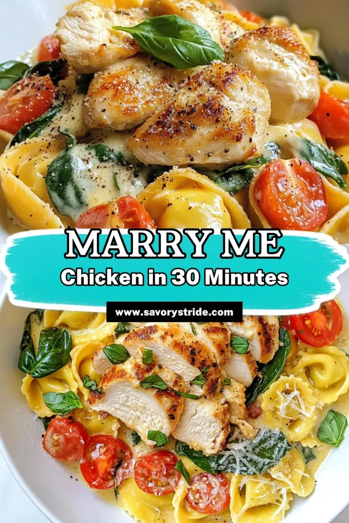 Discover the irresistible Marry Me Chicken Tortellini recipe - a creamy tortellini with chicken that’s perfect for date night or a cozy family dinner. This easy chicken pasta dish combines tender chicken, vibrant cherry tomatoes, and fresh spinach in a luscious sauce, all made in one pot for effortless cleanup. Impress your loved ones with this Italian chicken tortellini masterpiece. Save this easy one-pot tortellini meal for your next culinary adventure! #MarryMeChicken #ChickenPasta #TortelliniRecipe #ItalianDinner