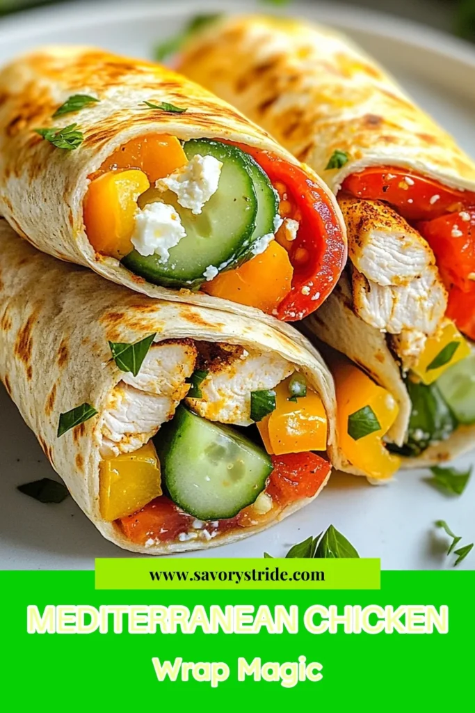 Looking for a delicious and healthy chicken wrap recipe? Try these Mediterranean chicken wraps! Made with grilled chicken, fresh veggies, and creamy hummus, these easy Mediterranean meal options are perfect for lunch or dinner. Wrap it all up in whole wheat tortilla wraps for added nutrition. Get inspired and elevate your meal prep with this flavorful recipe! Save this easy Mediterranean chicken wrap idea for later. #MediterraneanChickenWraps #HealthyChickenWrapRecipe #WholeWheatTortillaWraps #EasyMealPrep