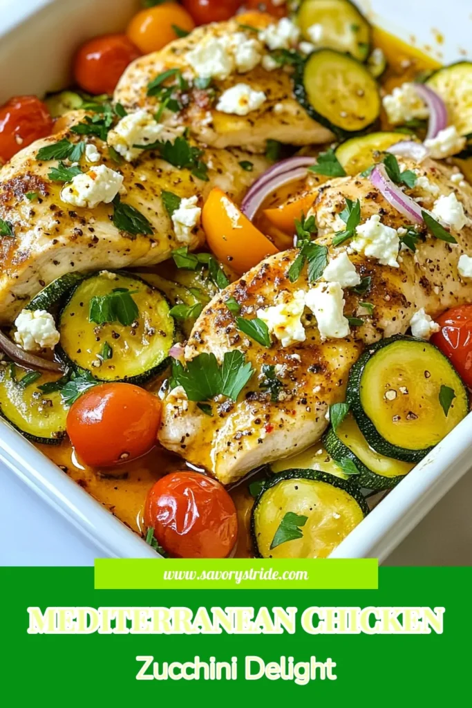 Discover the delicious flavors of this Mediterranean chicken bake that's perfect for a healthy one-pan chicken dinner! This zucchini chicken recipe combines juicy chicken breasts, vibrant veggies, and creamy feta cheese for a satisfying meal. Easy to prepare and full of nutritious ingredients, it's one of the best healthy Mediterranean recipes around. Save this Mediterranean chicken zucchini bake for your next dinner! #MediterraneanChickenBake #HealthyRecipes #ZucchiniChickenRecipe #OnePanDinner