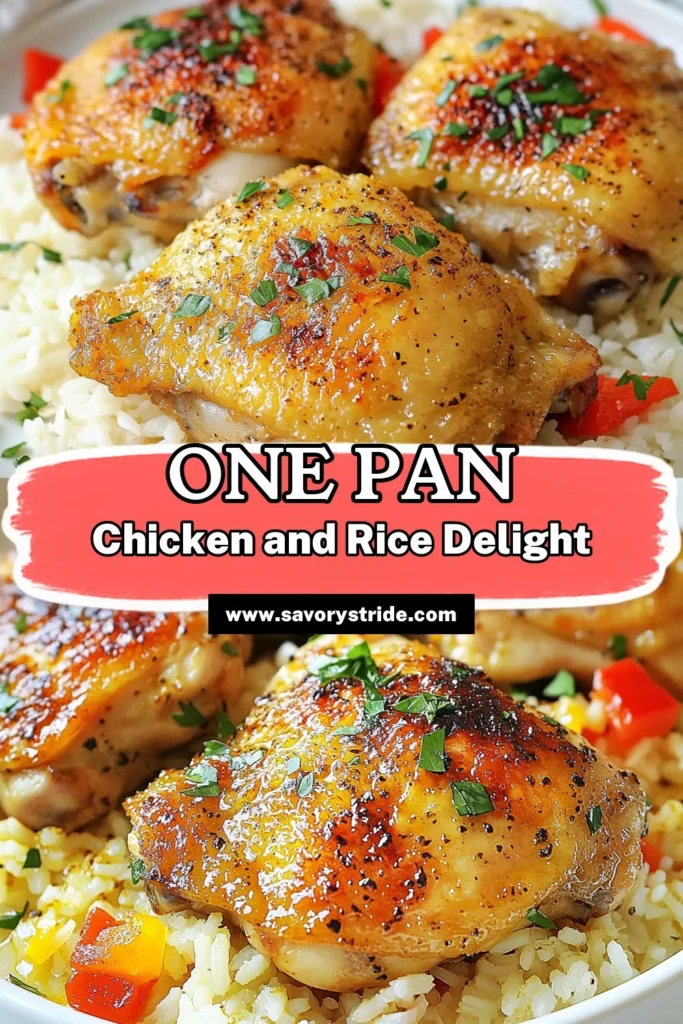 Enjoy a delicious and easy dinner with this Oven Baked Chicken and Rice recipe! Perfect for busy nights, this one-pan chicken thighs dish combines tender chicken with flavorful rice, topped with vibrant veggies and spices. Just a few simple steps and you have a comforting meal that's sure to impress. Try this baked chicken with rice tonight for a satisfying family meal! Save this recipe for your next easy chicken dinner! #OvenBakedChickenAndRice #ChickenAndRiceRecipe #EasyChickenDinner #OnePanChickenThighs