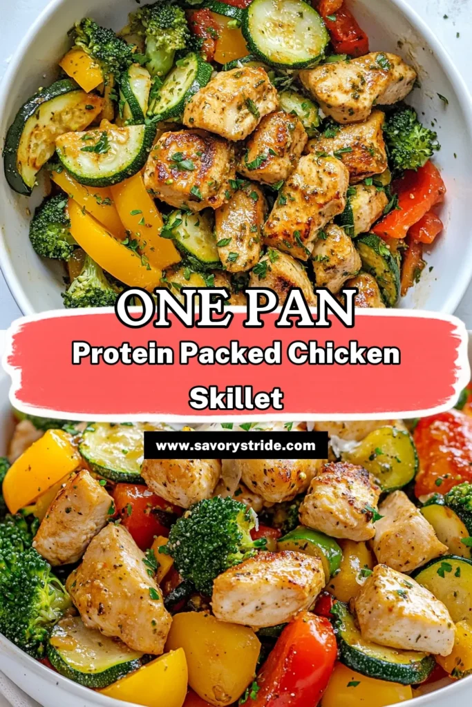 Looking for a nutritious meal? Try this high protein chicken skillet that combines tender chicken with vibrant veggies for a delicious low carb chicken recipe. Perfect for an easy chicken dinner, this healthy chicken stir-fry is ready in just 25 minutes and is packed with protein—making it ideal for protein-packed meals. Save this recipe for your weeknight dinner plans and enjoy! #HighProteinChickenSkillet #LowCarbChickenRecipes #EasyChickenDinner #HealthyChickenStirFry