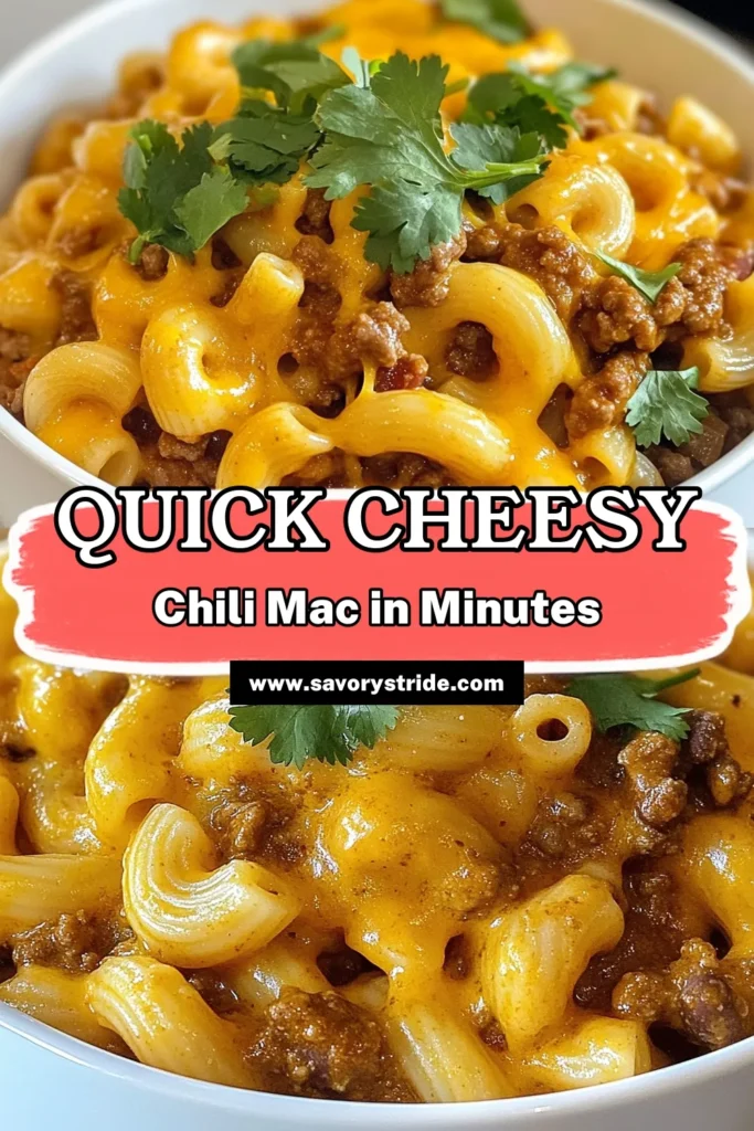 Looking for a quick, satisfying meal? Try this Minute Chili Mac and Cheese! This easy chili mac recipe combines zesty chili and creamy cheddar for a one-pot chili mac that's ready in just 15 minutes. Perfect for busy weeknights, this cheesy chili pasta dish will become a family favorite. Don't miss out—save this recipe and enjoy a delicious dinner in no time! #ChiliMac #QuickMeals #OnePotRecipes #CheesyGoodness