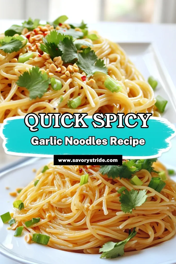 Looking for a quick and flavorful meal? Try these Minute Spicy Garlic Noodles! With just a few simple ingredients, you can whip up a delicious dish in no time. Perfectly cooked noodles tossed in a savory garlic and sesame oil sauce will awaken your taste buds. Don’t miss out—click through to discover the full recipe and enjoy a spicy kick tonight! #SpicyNoodles #GarlicRecipes #QuickMeals #EasyDinnerIdeas