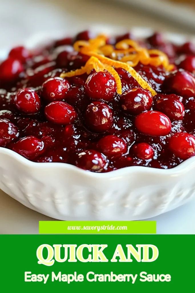 Looking for a quick cranberry sauce recipe? Try this Minute Maple Cranberry Sauce, a deliciously easy Thanksgiving side dish! Made with fresh cranberries, maple syrup, and a hint of orange zest, this homemade cranberry sauce with maple syrup is perfect for your festive table. In just 15 minutes, you can whip up a fresh cranberry recipe that everyone will love. Save this recipe for your holiday gatherings! #ThanksgivingRecipes #CranberrySauce #EasyRecipes #HomemadeGoodness