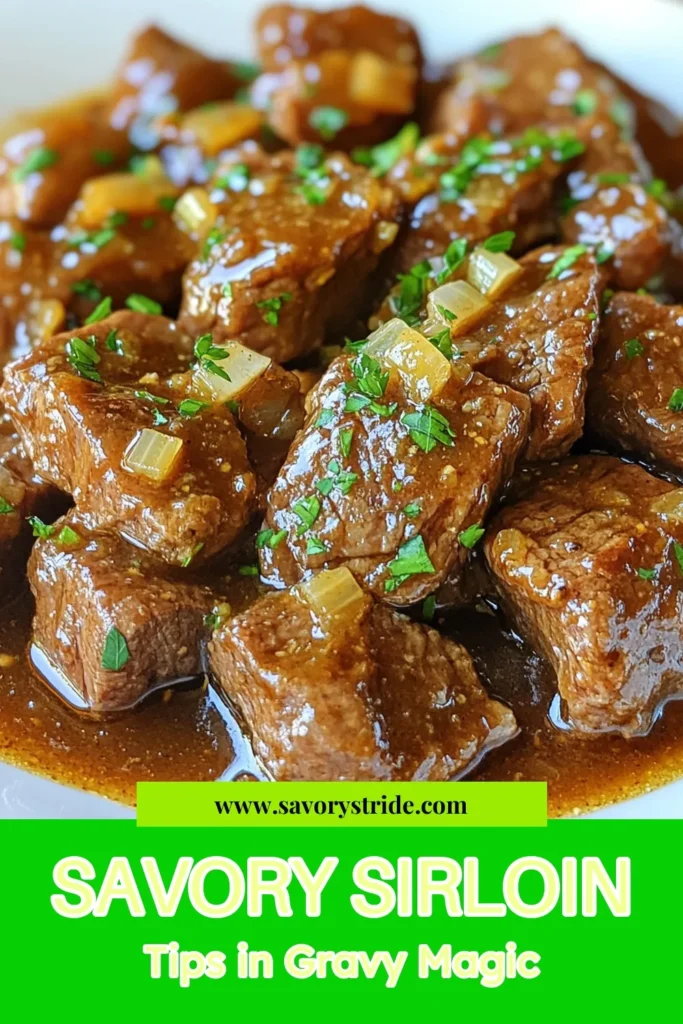Indulge in this savory sirloin tips recipe that brings together tender beef and rich gravy for a hearty beef dinner your family will love. This easy sirloin steak dish is perfect for any night and can be made in one skillet for simple cleanup. Follow this beef gravy recipe for a delicious meal that is sure to impress! Start cooking now and enjoy a cozy dinner. #BeefRecipe #SkilletCooking #EasyDinner #ComfortFood