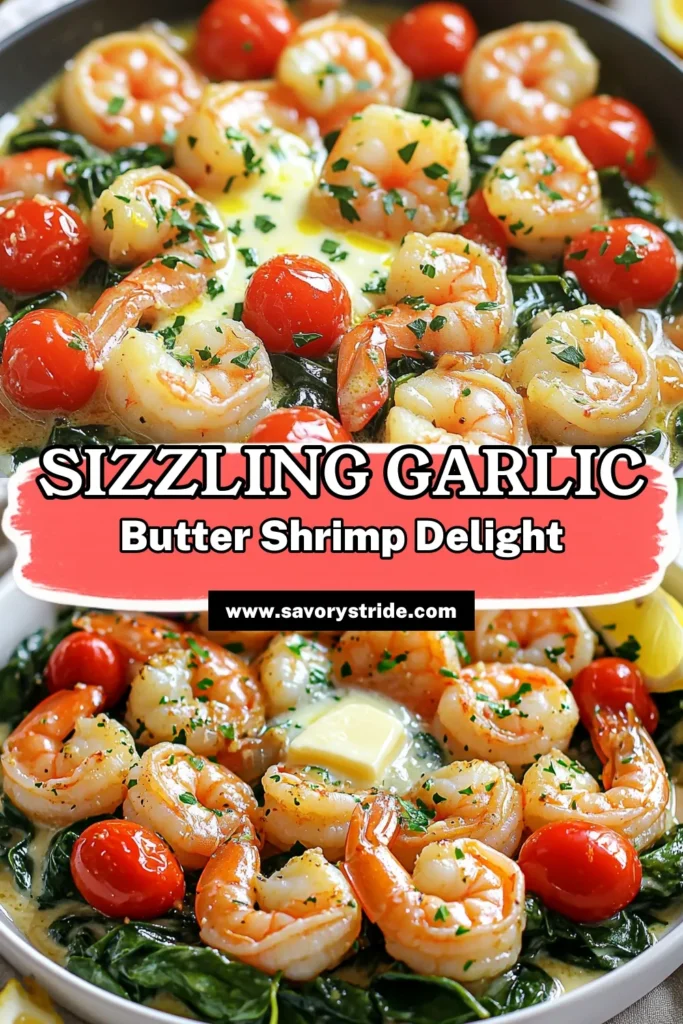 Indulge in a delightful Garlic Butter Shrimp Skillet that’s quick, easy, and packed with flavor! This savory dish features succulent shrimp, fresh spinach, and juicy cherry tomatoes, all sautéed to perfection in garlic butter. In just 20 minutes, you can create a gourmet meal that impresses. Click through for the full recipe and elevate your dinner game tonight! #GarlicButterShrimp #EasyRecipes #ShrimpSkillet #QuickMeals