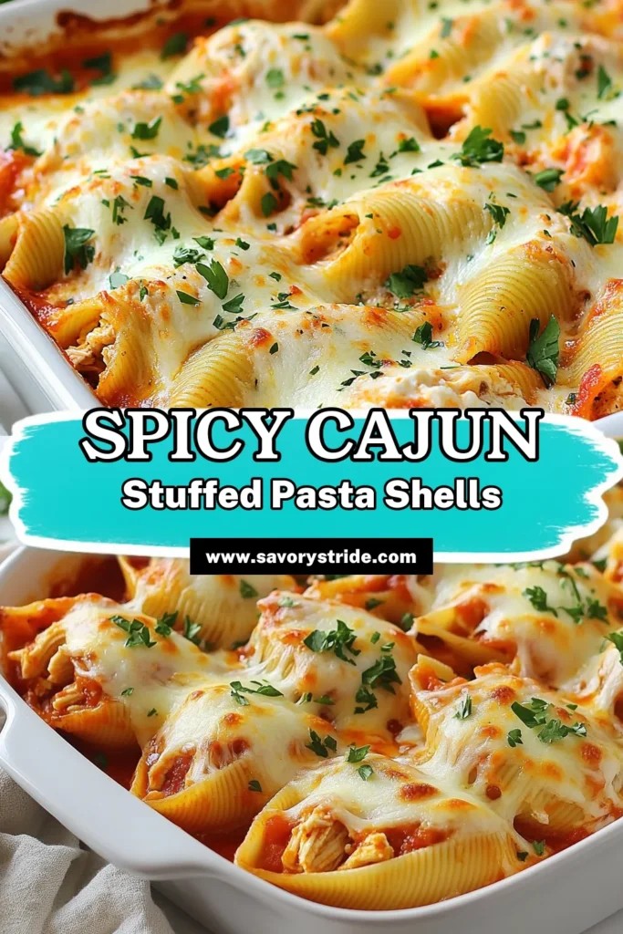 Discover a delicious twist on dinner with these Cajun Chicken Stuffed Shells! This cheesy stuffed shells recipe combines tender pasta with a creamy chicken pasta bake filled with ricotta and Cajun seasoning. Perfect for a cozy night in, this Cajun pasta dish is sure to impress. Try this easy stuffed pasta recipe and make your weeknight meals extraordinary. Save this recipe for a flavorful dinner idea! #CajunChickenStuffedShells #StuffedPastaRecipes #CreamyChickenPastaBake #CheesyStuffedShellsRecipe