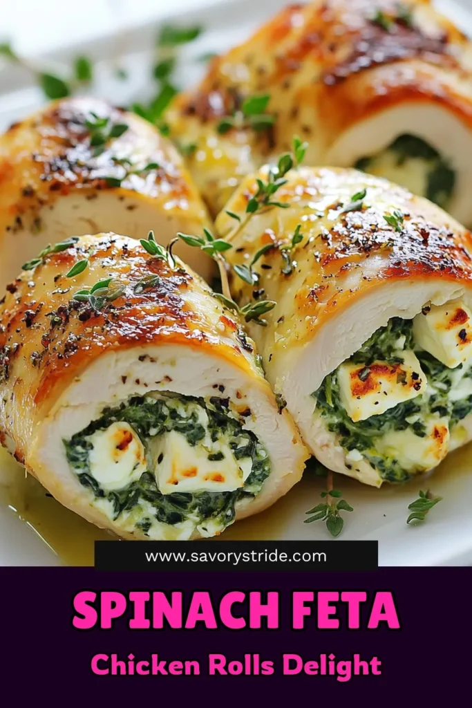 Discover a delicious feta spinach chicken recipe that will become your new go-to for easy dinner ideas! This rolled chicken breast is filled with a creamy spinach feta filling, making it a flavorful and healthy choice for any meal. Perfect for busy nights, this recipe is simple to prepare and impressive to serve. Try it tonight for a delightful twist on chicken! Save this recipe for later! #HealthyChickenRecipes #EasyDinnerIdeas #FetaSpinachChicken #RolledChickenBreast