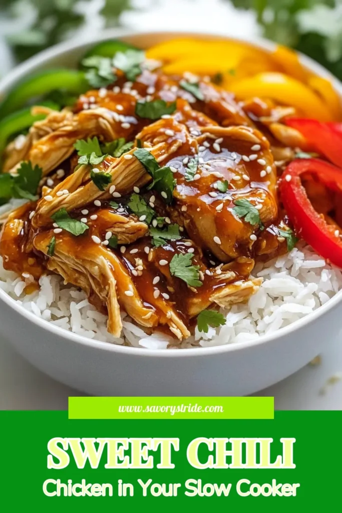 Discover the bliss of slow cooker sweet chili chicken with this easy sweet chili chicken recipe! Perfect for busy weeknights, this chicken thighs slow cooker recipe blends tender chicken with vibrant veggies and a mouthwatering sauce. Enjoy this Asian-inspired chicken dish over rice or quinoa for a delicious meal. Try it today and save for later! #SlowCookerSweetChiliChicken #EasySweetChiliChickenRecipe #AsianInspiredDishes #SweetChiliSauceRecipes