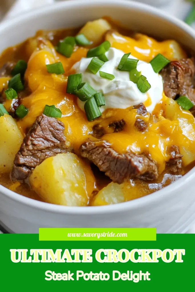 Looking for a deliciously easy dinner recipe? Try this Crockpot Loaded Steak and Potato Bake! This slow cooker flank steak dish combines tender steak, creamy cheddar cheese casserole, and hearty potatoes for a family meal everyone will love. Perfect for busy nights, it features simple ingredients and bold flavors. Save this Crockpot steak recipe for your next dinner adventure! #CrockpotSteakRecipes #LoadedPotatoBake #CheddarCheeseCasserole #EasyDinnerRecipes