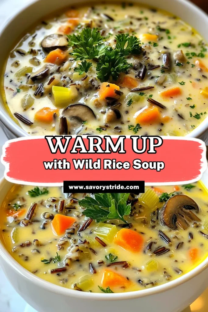 Warm up this season with our Cozy Autumn Wild Rice Soup! This wild rice soup recipe is not only creamy but also packed with nourishing veggies, making it the perfect healthy fall recipe. Enjoy a delightful vegan wild rice soup option with coconut milk. Easy to make and sure to impress, it's an ideal comfort food for chilly days. Save this recipe and warm your heart! #WildRiceSoupRecipe #CozyAutumnSoup #HealthyFallRecipes #VeganWildRiceSoup
