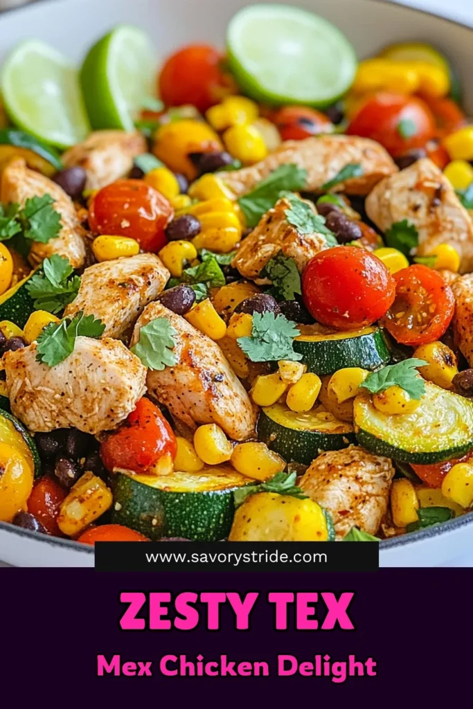 Discover this easy Tex Mex chicken recipe that transforms your dinner with vibrant flavors! This zucchini chicken skillet is not only a healthy Tex Mex dinner but also a delightful chicken and vegetable stir fry perfect for busy weeknights. Whip up this chicken fiesta recipe in just 25 minutes and enjoy a nutritious meal that everyone will love. Save this recipe for a quick and tasty dinner! #TexMex #HealthyRecipes #EasyMeals #DinnerInspiration