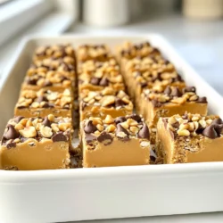 To make these tasty no-bake peanut butter bars, you need a few key ingredients. Here’s what you need: - 1 cup rolled oats - 1 cup smooth peanut butter - 1/2 cup honey or maple syrup - 1/2 cup vanilla protein powder (optional) - 1/4 teaspoon cinnamon - 1/2 cup dark chocolate chips - 1/4 cup chopped nuts (almonds, walnuts, or peanuts) - A pinch of salt These ingredients blend together to create a rich and satisfying treat. The oats give it a nice texture, while the peanut butter adds creaminess and flavor. The honey or maple syrup sweetens the bars, making them hard to resist! If you have any dietary needs, you can easily swap some ingredients. Here are a few ideas: - Use almond butter or sunflower seed butter instead of peanut butter for nut allergies. - Replace honey with agave syrup for a vegan option. - If you’re gluten-free, check that your oats are certified gluten-free. - You can skip the protein powder if you don’t have it or prefer not to use it. These substitutions let everyone enjoy the bars without worry! To make your bars even better, consider adding some fun extras. Here are some ideas: - Mix in a half cup of shredded coconut for a tropical twist. - Add dried fruit, like cranberries or raisins, for some chewiness. - Try different spices like nutmeg or vanilla extract for added flavor. - Top the bars with a drizzle of melted chocolate or a sprinkle of sea salt. These add-ins can help you create a unique treat that suits your taste! {{ingredient_image_1}} First, we mix our base ingredients. In a large bowl, add the rolled oats, smooth peanut butter, honey, protein powder, cinnamon, and a pinch of salt. Use a spoon to stir everything together. You want a thick batter that holds together well. It should not be too dry or too wet. Once you have a good mix, fold in the dark chocolate chips and chopped nuts. This adds flavor and texture to your bars. Now, we need to set our mixture. Grab an 8x8 inch baking dish and line it with parchment paper. Make sure the edges hang over the sides. This will help you lift the bars out later. Pour the mixture into the dish. Use a spatula to spread it evenly. Press down firmly to create a solid layer. This helps the bars hold their shape. After that, place the dish in the fridge. Let it chill for at least 1-2 hours. The bars should feel firm to the touch when ready. Once the bars are set, remove them from the dish. Use the parchment paper to lift them out easily. Place them on a cutting board. Use a sharp knife to cut them into squares or rectangles. You can adjust the size based on your preference. For serving, enjoy them cold or at room temperature. These bars also store well. Keep them in an airtight container in the fridge for up to one week. If you want to save some for later, freeze them for longer storage. To get the right texture, use smooth peanut butter. This helps the bars stay creamy. You can also add honey or maple syrup for sweetness and moisture. The rolled oats give structure. Make sure to mix well until it's thick and sticky. After mixing, press the mixture firmly into the dish. This step is key for the bars to hold together well. Store your bars in an airtight container. This keeps them fresh for up to a week in the fridge. If you want them to last longer, freeze them. Wrap each bar in plastic wrap before freezing. This way, you can grab one when you need a quick snack. Just remember to let them thaw for a few minutes before eating. You can easily customize these bars! Try adding different nuts or seeds for crunch. If you like spices, add more cinnamon or try nutmeg. You can also mix in dried fruits for a sweet touch. For a chocolate lover, use more dark chocolate chips or drizzle melted chocolate on top. The options are endless, so feel free to get creative! Pro Tips Use Natural Sweeteners: Opt for raw honey or pure maple syrup to enhance the flavor and nutritional value of your bars. Experiment with Mix-Ins: Feel free to customize your bars by adding dried fruits, seeds, or different types of nuts for added texture and flavor. Chill for Optimal Texture: Allow the bars to chill in the refrigerator for at least 2 hours to ensure they hold their shape when cut. Store Properly: Keep the bars in an airtight container in the refrigerator for freshness, or freeze them for longer storage without losing texture. {{image_2}} Each no-bake peanut butter bar has about 150 calories. This total comes from the oats, peanut butter, and sweetener. If you cut the bars into 12 pieces, you get a nice snack without too many calories. This makes them a great treat for any time of day. - Peanut Butter: Packed with protein and healthy fats, peanut butter keeps you full. It's also a good source of vitamins like E and B6. - Rolled Oats: These oats provide fiber. Fiber helps with digestion and keeps your heart healthy. - Honey or Maple Syrup: Both add natural sweetness. They provide quick energy and may have some antioxidants. - Dark Chocolate Chips: They add flavor and can improve mood. Dark chocolate also has iron and magnesium. - Nuts: Chopped nuts add crunch and healthy fats. They can also help with brain health. When choosing between honey and maple syrup, consider these points: - Honey: Has more calories but offers more antioxidants. It adds a unique, floral taste. - Maple Syrup: Slightly lower in calories. It has a rich, earthy flavor and is often preferred in vegan diets. Both sweeteners work well in recipes, so pick based on your taste preference and diet. You can make these bars even better by adding protein powder. Just mix in 1/2 cup of vanilla protein powder when you combine the other ingredients. This will give you a boost of energy and help with muscle repair. If you work out often, this version will fuel your body well. You’ll enjoy a tasty treat that’s also good for you. If you want a vegan version, swap honey for maple syrup. Use a plant-based protein powder too. Make sure your chocolate chips are dairy-free. This way, you can enjoy the bars without any animal products. The taste will still be rich and creamy. You won’t miss out on flavor while staying true to a vegan diet. Get creative by adding different flavors! You can mix in shredded coconut for a tropical twist. Dried fruits like raisins or cranberries also work well. They add sweetness and a chewy texture. You might also try using a mix of nuts for crunch. Experimenting with flavors keeps things fun. Each batch can taste unique based on your choices! These bars stay fresh for up to one week in the fridge. Store them in an airtight container. If you freeze them, they last for about three months. Just remember to wrap them well. Thaw them in the fridge before eating. Yes, you can use crunchy peanut butter! It adds a fun texture to the bars. The taste will still be great, and the crunch enhances the overall experience. Just make sure it’s a good quality peanut butter to keep the flavor strong. You can skip the protein powder altogether if you don’t have any. You can also use oat flour or almond meal for a different twist. If you want to add more nutrition, consider ground flaxseed or chia seeds. These options will keep the bars tasty and healthy. These no-bake peanut butter bars are simple and delicious. I shared essential ingredients, dietary substitutions, and optional add-ins to boost flavor. You learned step-by-step instructions for making and cutting the bars. Tips and tricks helped you achieve the perfect texture and store them well. We explored protein-packed and vegan-friendly variations too. In closing, these bars are not just tasty; they are also nutritious. Enjoy customizing them to fit your needs!