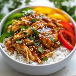 - 2 lbs boneless, skinless chicken thighs - 1 cup sweet chili sauce - 1/4 cup soy sauce - 2 tablespoons honey - 2 cloves garlic, minced - 1 tablespoon grated fresh ginger - 1 red bell pepper, sliced - 1 green bell pepper, sliced - 1 small onion, sliced - 1/4 cup chopped fresh cilantro (for garnish) - Sesame seeds (for garnish) The main ingredients for this recipe are simple yet flavorful. I love using chicken thighs because they stay moist during cooking. The sweet chili sauce adds a lovely sweetness, while the soy sauce gives it depth. Next, I mix in honey for extra sweetness. Garlic and ginger bring warmth and spice. These flavors combined with the chicken create a delicious sauce that coats everything. For the veggies, I use red and green bell peppers and onion. They add color, crunch, and flavor to the dish. Fresh cilantro and sesame seeds make a great garnish. They add a pop of freshness and texture. Every ingredient plays a key role. They work together to make your meal tasty and satisfying. Enjoy the process of gathering these ingredients. It will all come together into a beautiful dish! {{ingredient_image_1}} To start, you need to layer the chicken in your slow cooker. Place 2 lbs of boneless, skinless chicken thighs at the bottom. This helps them cook evenly. Next, whisk together the sauce ingredients. In a bowl, mix 1 cup of sweet chili sauce, 1/4 cup of soy sauce, 2 tablespoons of honey, 2 cloves of minced garlic, and 1 tablespoon of grated fresh ginger. Blend until smooth. Now, pour the sauce over the chicken. Make sure each piece is well coated. This step adds flavor as the chicken cooks. After that, add the sliced vegetables. Toss in 1 red bell pepper, 1 green bell pepper, and 1 small onion on top of the chicken. Finally, set the cooking time. Cook on low for 6-8 hours or high for 3-4 hours. The chicken should be tender and easy to shred. Once the cooking time is up, shred the chicken. Use two forks to pull it apart right in the slow cooker. Mix it well with the vegetables and sauce. This step makes sure every bite is packed with flavor. Serve the sweet chili chicken over cooked rice or quinoa. Garnish with chopped cilantro and sesame seeds for a pretty touch. Enjoy your meal! To keep chicken tender, use boneless, skinless thighs. They hold moisture well. Cooking on low heat for longer gives juicy results. Aim for 6-8 hours in the slow cooker. For shredding, wait a few minutes after cooking. This lets the chicken cool slightly. Use two forks to pull apart the meat. Mix it back into the sauce for flavor. Serve the sweet chili chicken over rice or quinoa. Both absorb the sauce well. This adds texture and flavor to each bite. Try adding toppings like chopped green onions or sliced chili peppers. These give a fresh crunch. A sprinkle of sesame seeds also adds a nice touch. If you like spice, add red pepper flakes or sriracha. Stir them into the sauce before cooking. Start with a little and taste as you go. For a sweet and savory balance, add a touch more honey. This enhances the sauce's flavor without overpowering it. Pro Tips Marinate for Extra Flavor: For a more intense flavor, marinate the chicken in the sauce mixture overnight before cooking. Use Fresh Ingredients: Fresh garlic and ginger significantly enhance the flavor of the dish compared to dried counterparts. Customize Your Veggies: Feel free to add other vegetables like carrots or snap peas for added color and nutrition. Serve with a Twist: For a fun twist, serve the sweet chili chicken in lettuce wraps instead of rice or quinoa. {{image_2}} You can easily swap out some ingredients for this dish. If you need a gluten-free option, use tamari or coconut aminos instead of soy sauce. Both give you that savory flavor without gluten. For sweeteners, you can use maple syrup or agave instead of honey. This choice still gives you that nice sweetness. Want to change the flavor? Add some pineapple for a tropical twist. The sweetness of the pineapple pairs well with the chili sauce. You can also squeeze in some fresh lime juice for a citrus kick. It brightens the dish and adds a nice zing. If you’re short on time, use an Instant Pot. It cooks the chicken in about 20 minutes. Just set it to high pressure for 10 minutes and let it naturally release. You can also bake this dish in the oven. Just place everything in a baking dish and cook at 375°F for about 35-40 minutes. This gives you a nice, slightly crispy texture. To keep your sweet chili chicken fresh, store it in the fridge. Use an airtight container. This helps keep the flavors locked in. You can keep it for up to four days. If you want to freeze it, let it cool first. Then, place it in a freezer-safe bag or container. Remove as much air as possible. This will help prevent freezer burn. Frozen sweet chili chicken can last up to three months. When reheating, do it slowly. The best way is in the microwave or on the stove. If using the microwave, reheat in short bursts. Stir between each burst to keep it even. On the stove, use a low heat setting. Add a splash of water or broth to keep it moist. Serve it with fresh rice or quinoa to add texture. You can also top it with more cilantro or sesame seeds for extra flavor. Leftovers can be stored in the fridge for up to four days. If you freeze it, it lasts three months. Always check for signs of spoilage. Look for a sour smell or a change in color. If it looks or smells off, it’s best to throw it away. Keeping an eye on your food helps you enjoy it safely! Can I use chicken breasts instead of thighs? Yes, you can use chicken breasts. Thighs are juicier, but breasts will work. Just check the cooking time. Chicken breasts may need less time and can dry out if overcooked. Is this recipe suitable for meal prep? Absolutely! This sweet chili chicken is perfect for meal prep. You can cook a big batch and store it in the fridge. It keeps well for about four days. Just reheat it when you need a quick meal. What’s the best way to serve sweet chili chicken? Serve it over cooked rice or quinoa. The grains soak up the sauce, making every bite tasty. You can also add a side of steamed veggies for more color and nutrition. How can I adjust the spiciness? To adjust the spice, add more or less sweet chili sauce. If you like it spicier, try adding red pepper flakes or sriracha. For a milder version, use less sauce. What are the calorie counts for this recipe? This recipe has about 300 calories per serving. This can vary based on serving size and sides. Pairing it with quinoa or rice adds more calories. How can I make it healthier? To make it healthier, use less honey or low-sugar sweet chili sauce. You can also add more veggies, like broccoli or carrots, for extra nutrients. This article covers a tasty slow cooker sweet chili chicken recipe. We explored ingredients, cooking steps, and tips to make it perfect. You learned about variations and smart storage to keep your meal fresh. Remember, cooking should be fun and flexible. Feel free to tweak flavors to your liking. Enjoy this dish with family or friends. Your kitchen can be a place of creativity. Happy cooking!