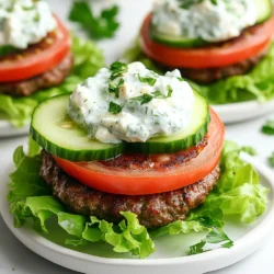 To make these tasty Keto Feta Burgers, gather these key items: - 1 lb ground beef (80% lean) - 1/2 cup crumbled feta cheese - 1/4 cup fresh parsley, chopped - 1 teaspoon dried oregano - 2 cloves garlic, minced - 1/2 teaspoon salt - 1/4 teaspoon black pepper - 1 egg, lightly beaten - 1 tablespoon olive oil (for cooking) Each ingredient adds its own flavor. The ground beef gives a rich taste. Feta cheese adds a tangy twist, while parsley and oregano bring freshness. Garlic gives a nice kick too. You can make your burgers even better with these garnishes: - Lettuce leaves (for serving) - Sliced cucumbers - Sliced tomatoes These add crunch and color. They also help keep the meal low in carbs. These burgers are not just tasty; they fit your diet well. Each serving has: - Calories: 350 - Protein: 27g - Fat: 25g - Carbohydrates: 2g By keeping carbs low, you can enjoy these burgers without worry. They are a great option for a keto meal. {{ingredient_image_1}} Start by grabbing a large mixing bowl. Add 1 pound of ground beef. Next, sprinkle in 1/2 cup of crumbled feta cheese. Toss in 1/4 cup of chopped parsley and 1 teaspoon of dried oregano. Then, add 2 minced garlic cloves, 1/2 teaspoon of salt, and 1/4 teaspoon of black pepper. Finally, pour in 1 lightly beaten egg. Mix everything carefully. Use your hands but don’t overwork the meat. This keeps the burgers tender and juicy. Now, divide the mixture into 4 equal parts. Shape each part into a patty. Aim for about 1 inch thick. Make sure they are a bit larger than your burger buns. They will shrink as they cook. This step is key for a great burger size. Heat 1 tablespoon of olive oil in a large skillet. Set the heat to medium-high. Once the oil is hot, add the patties to the pan. Cook each side for 5-6 minutes. Check for your preferred doneness. Once done, remove the patties from the skillet. Let them rest for a few minutes before serving. This helps keep the juices in. To serve, place a patty on a lettuce leaf. Top with sliced cucumbers and tomatoes. Feel free to add extra tzatziki sauce for a zesty finish. To cook the best Keto Feta Burgers, focus on the heat. Start with medium-high heat. This ensures a good sear and keeps the juices inside. Cook each patty for 5-6 minutes per side. Check the center with a meat thermometer. Aim for 160°F for ground beef. Let the burgers rest for a few minutes after cooking. This step helps the juices settle. You get a juicy burger every time. Use a sturdy skillet or a grill. A cast-iron skillet gives great heat. If you prefer grilling, ensure the grill is hot before adding patties. This gives a nice char. Use a spatula to flip the burgers gently. Avoid pressing down on them. It helps keep the juices intact. Don’t forget to have a meat thermometer handy. It helps you check the doneness easily. Serve these burgers on fresh lettuce leaves. This keeps them low-carb and fresh. Top with sliced cucumbers and tomatoes for crunch. You can add tzatziki sauce for extra flavor. It pairs well with the feta. For a fun twist, serve with a side of grilled vegetables. They add color and taste to your meal. Enjoy these burgers with friends and family for a delicious feast. Pro Tips Choose the Right Beef: Opt for ground beef with a fat content of 80% for juicy, flavorful burgers that won't dry out during cooking. Don't Overmix: When combining the ingredients, mix just until everything is incorporated to maintain a tender texture. Rest the Patties: Allow the cooked patties to rest for a few minutes before serving to let the juices redistribute. Customize Toppings: Feel free to add other toppings like avocado, olives, or a dollop of Greek yogurt for added flavor and nutrition. {{image_2}} You can swap out some ingredients for your taste. If you don’t like feta cheese, try goat cheese or blue cheese. These cheeses add a unique flavor. For a lighter burger, use ground turkey or chicken. They work well with the same spices and herbs. To boost the taste, add more spices. Try smoked paprika for a smoky kick. You can also mix in chopped sun-dried tomatoes for sweetness. For a fresh twist, add chopped mint or dill to the burger mix. These herbs brighten up the dish and give it a refreshing touch. If you want a bun, there are great low-carb options. You can use lettuce leaves as wraps. This keeps it light and fresh. Another choice is cloud bread, which is light and fluffy. You can also try almond flour buns or coconut flour buns. These options keep your meal keto-friendly and delicious. To store leftovers, place the burgers in an airtight container. You can keep them in the fridge for up to three days. If you use lettuce leaves, store those separately. This way, they stay fresh and crisp. Reheat the burgers in a skillet over medium heat. This method keeps them juicy. Cook for about 3-4 minutes on each side. You can also use a microwave. Heat on low for 1-2 minutes, checking often to avoid drying them out. You can freeze the patties for later use. Wrap each patty tightly in plastic wrap. Then place them in a freezer-safe bag. They will stay good for up to three months. When ready to eat, thaw overnight in the fridge before cooking. If you can’t find feta cheese, try goat cheese. Goat cheese has a similar creamy texture. You can also use ricotta or cream cheese for a softer taste. Each option changes the flavor a bit, but they all work well in burgers. Yes! Keto Feta Burgers are great for meal prep. You can make them in advance and store them. Keep the cooked patties in the fridge for up to four days. Just reheat them in a skillet or microwave when ready to eat. Each burger contains about 3 grams of carbs. This is low, making it perfect for a keto diet. The lettuce wrap adds no carbs, so you enjoy the flavor without guilt. Keto Feta Burgers are a tasty way to enjoy a low-carb meal. We covered the main ingredients, mixed and shaped the patties, and detailed cooking instructions. Don't forget the tips for cooking and serving. Each variation can cater to your taste, and storage tips keep leftovers fresh. Try these burgers as a fun twist on your meals. They're easy to make, delicious, and good for satisfying cravings without the carbs. Now it’s time for you to enjoy these flavorful bites!