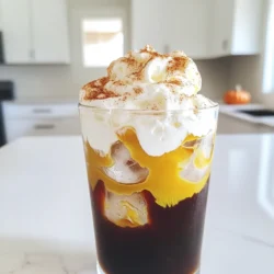 To make your Pumpkin Cream Cold Brew, gather these simple ingredients: - 1 cup cold brew coffee - 1/2 cup milk of choice - 2 tablespoons pumpkin puree - 1 tablespoon maple syrup - 1/2 teaspoon vanilla extract - 1/4 teaspoon pumpkin pie spice - Whipped cream - Ice cubes You can choose any milk you like for this drink. Here are some great options: - Almond milk - Oat milk - Dairy milk - Soy milk - Coconut milk These options allow you to customize your drink based on your taste or dietary needs. Oat milk adds a creamy touch, while almond milk offers a light flavor. Toppings can make your drink even more special. Here are some ideas to try: - Extra whipped cream - A sprinkle of pumpkin pie spice - Caramel drizzle - Cinnamon stick for stirring These toppings add flavor and fun to your drink. They also make it look beautiful, perfect for sharing on social media! First, gather your ingredients. You need pumpkin puree, maple syrup, vanilla extract, pumpkin pie spice, and your milk of choice. In a mixing bowl, add: - 2 tablespoons pumpkin puree - 1 tablespoon maple syrup - 1/2 teaspoon vanilla extract - 1/4 teaspoon pumpkin pie spice - 1/2 cup milk of choice Whisk them together. You want a smooth and creamy mix. Make sure there are no lumps. The flavor builds with each ingredient. The pumpkin puree gives a nice texture, while the maple syrup adds a sweet touch. Next, let’s brew the cold brew coffee. You can use store-bought or make it at home. If making at home, steep coarsely ground coffee in cold water for 12-24 hours. For this recipe, use 1 cup of cold brew. Fill a glass with ice cubes and pour in the cold brew. Leave some space for the pumpkin cream mix. Now comes the fun part! Take your pumpkin cream mixture and gently pour it over the cold brew coffee. You can use a spoon to layer it nicely. This way, you get a pretty ombre effect. Top the drink with whipped cream. You can use store-bought or make your own. Sprinkle a pinch of pumpkin pie spice on top for flavor and decoration. Before you sip, stir the drink to mix all the flavors together. Or, you can enjoy it layered. Each sip is a tasty blend of coffee and pumpkin delight. To get the best pumpkin cream, mix well. Use a whisk to blend the pumpkin puree, milk, and spices. This helps create a smooth texture. If it feels too thick, add a splash of milk. If it’s too runny, add more pumpkin puree. Aim for a creamy, spreadable mix. Making cold brew is simple. Start with coarsely ground coffee. Use a 1:4 ratio of coffee to water. Combine in a jar and let it steep for 12-24 hours. Strain with a fine mesh or coffee filter. This gives you rich, smooth coffee. Store it in the fridge for up to two weeks. You can adjust the sweetness easily. Start with one tablespoon of maple syrup. Taste it and add more if you like it sweeter. For spices, try adding cinnamon or nutmeg. This can enhance the flavor. Always taste as you go to find your perfect mix. {{image_2}} You can easily make this drink dairy-free. Use almond or oat milk instead of dairy milk. These options taste great with pumpkin. They also add a nice nutty flavor that pairs well with the spices. Coconut milk is another fun choice. It gives a creamy texture and a hint of coconut. Just ensure that any milk you choose complements the pumpkin taste. Want to spice things up? Add more pumpkin pie spice. A dash more can enhance the flavor. You can also try flavored syrups. Hazelnut or caramel syrups mix well with pumpkin. If you love chocolate, consider adding cocoa powder. It adds a rich depth to your drink that you’ll love. For a sweeter touch, add more maple syrup to your taste. Change up the flavors to match the seasons. In winter, try adding peppermint extract. It gives a festive flair to your drink. In spring, consider using fresh vanilla beans for a light touch. You can even blend in some fresh strawberries for a fruity twist. As summer arrives, add a splash of cold brew tea for a unique blend. Each season brings new flavors to explore with your pumpkin cream cold brew! To store your pumpkin cream mixture, place it in an airtight container. Keep it in the fridge. It stays fresh for up to three days. Make sure to stir it well before using. The spices can settle, so a good mix helps. For cold brew coffee, use a clean glass jar or pitcher. Store it in the fridge for up to two weeks. Cover it tightly to keep out air and light. This keeps the flavor fresh. If you notice any sour smell, it’s time to toss it. - Pumpkin puree: About a week after opening in the fridge. - Milk of choice: Check the expiration date. It’s usually good for a week. - Maple syrup: Can last up to a year if stored in a cool place. - Vanilla extract: Indefinite if kept sealed and dark. - Pumpkin pie spice: Lasts about six months if stored in a cool, dark place. Storing these ingredients properly helps preserve their taste and quality. Enjoy your homemade pumpkin cream cold brew! To make a stronger cold brew, use more coffee grounds. A good ratio is 1 cup of coarsely ground coffee to 4 cups of cold water. Let it steep for 12 to 24 hours. After steeping, strain out the grounds. This method gives you a bold flavor. Adjust the steeping time based on how strong you want it. Yes, you can use fresh pumpkin. First, you must cook it until soft. Then, blend it until smooth. Make sure it’s not too watery. Fresh pumpkin can have a different taste and texture. It may add a nice touch to your drink, but pumpkin puree gives a creamier finish. Absolutely! Just choose plant-based milk, like almond or oat milk. You can also use maple syrup for sweetness. For whipped cream, look for a vegan option or make your own from coconut cream. This way, you keep all the yummy flavors without any dairy. If you don’t have maple syrup, try honey or agave syrup. You can also use brown sugar or coconut sugar. Each sweetener has its own flavor, so pick one you like. Adjust the amount based on your taste. This post covered how to make a delicious cold brew with pumpkin cream. We discussed the needed ingredients, milk options, and tasty toppings. You learned how to prepare the pumpkin cream mix and brew the coffee step-by-step. I shared tips for the best texture and storage info to keep your drink fresh. Lastly, I provided ideas to customize your drink for every season. Enjoy making your pumpkin cold brew and feel free to experiment with flavors!
