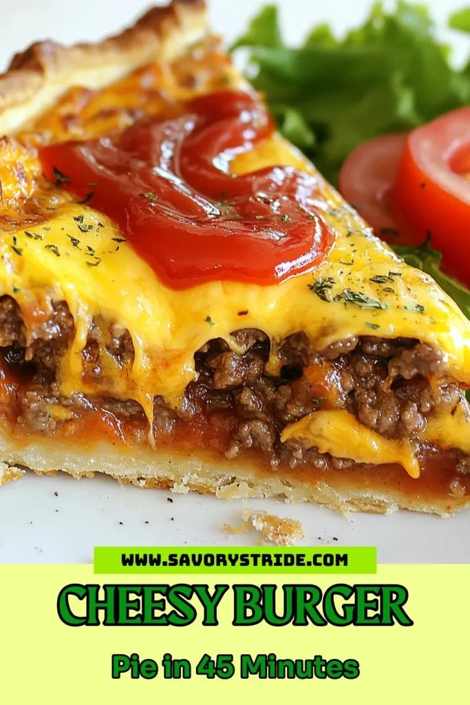 Discover the ultimate cheeseburger pie recipe that everyone will love! This cheesy beef pie combines juicy ground beef, rich cheddar, and mozzarella for a delectable easy cheeseburger casserole. Perfect for family dinners, this savory pie with cheese will become a weekly favorite. Get the full recipe and bring comfort food to your table. Save this delicious ground beef pie for your next cooking adventure! #CheeseburgerPie #EasyCasserole #SavoryPie #GroundBeefPie
