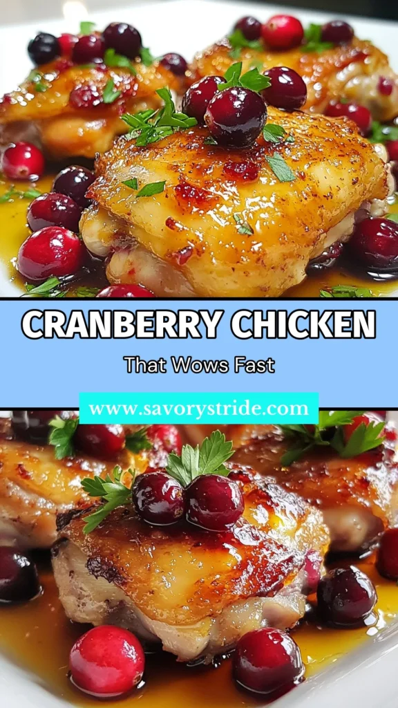 Discover the deliciousness of this roasted cranberry chicken recipe that transforms chicken thighs with cranberries into a holiday favorite. This easy roasted chicken dinner is infused with a sweet and tangy balsamic glaze, making it perfect for festive gatherings. Impress your guests with this simple yet flavorful dish. Don't miss out—save this recipe to make your next meal unforgettable! #RoastedCranberryChicken #EasyDinner #HolidayRecipes #BalsamicChicken